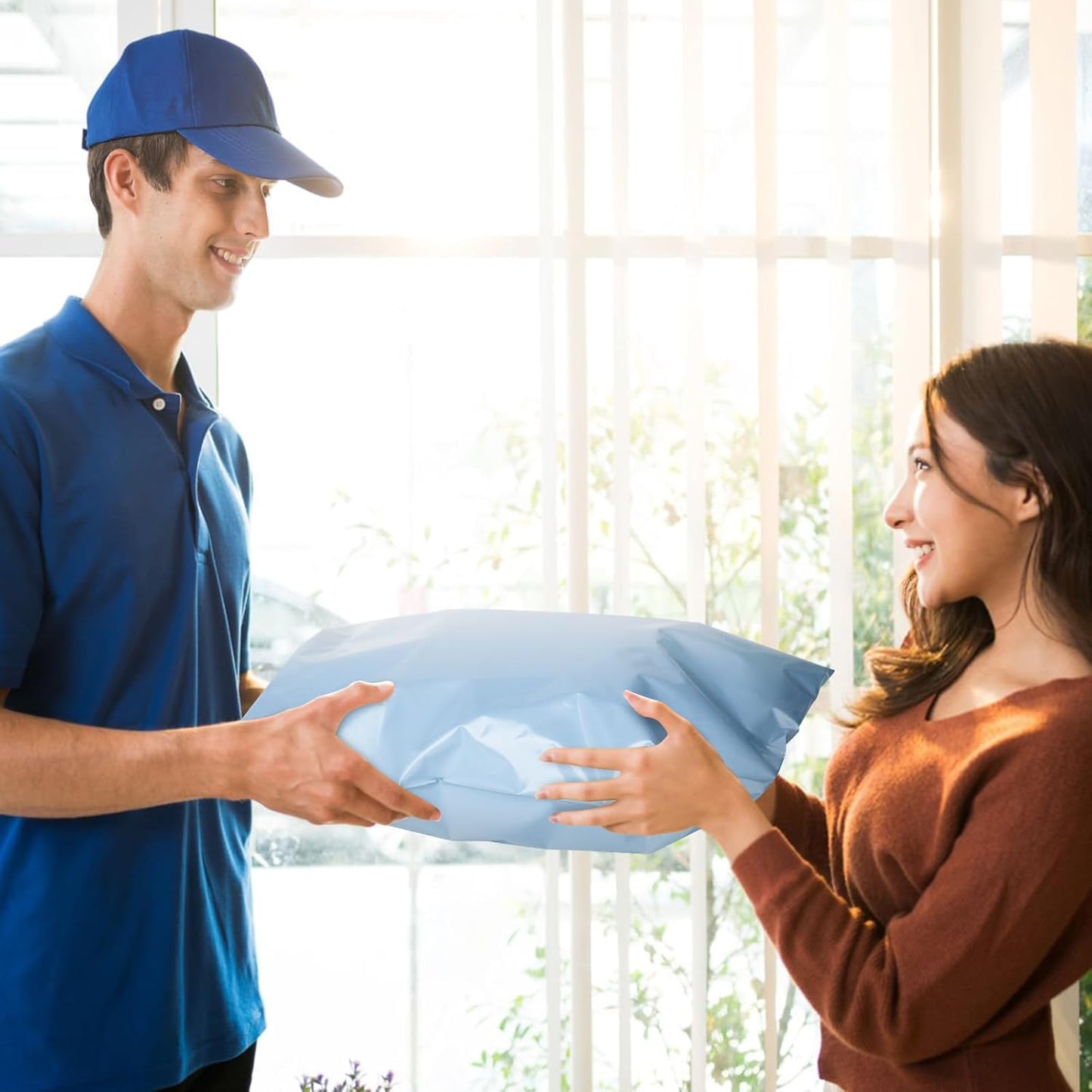 Large Poly Mailers 24x24 Inch 50 Pcs, Extra Large Shipping Bags for Clothing with Self-Sealing Tear-Resistant, Waterproof Poly Bags, Mailing Envelopes for Small Business (Light Blue)