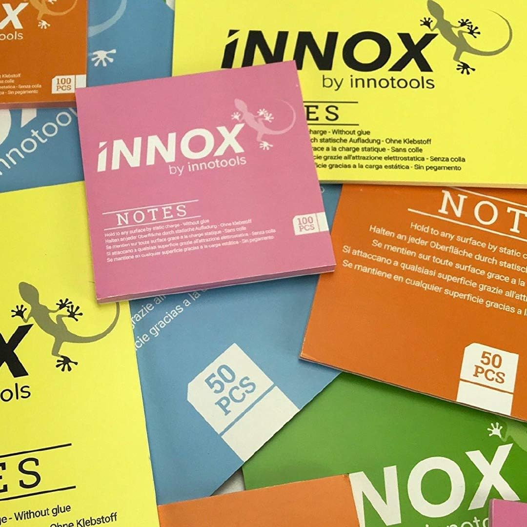 Self-Stick Notes 5.8 x 8.3 inches | Sticks to Any Surface Without Glue | Reusable White Dry Erase | 5 pack, 250 sheets (Assorted Colors, 5.8 x 8.3 inches)