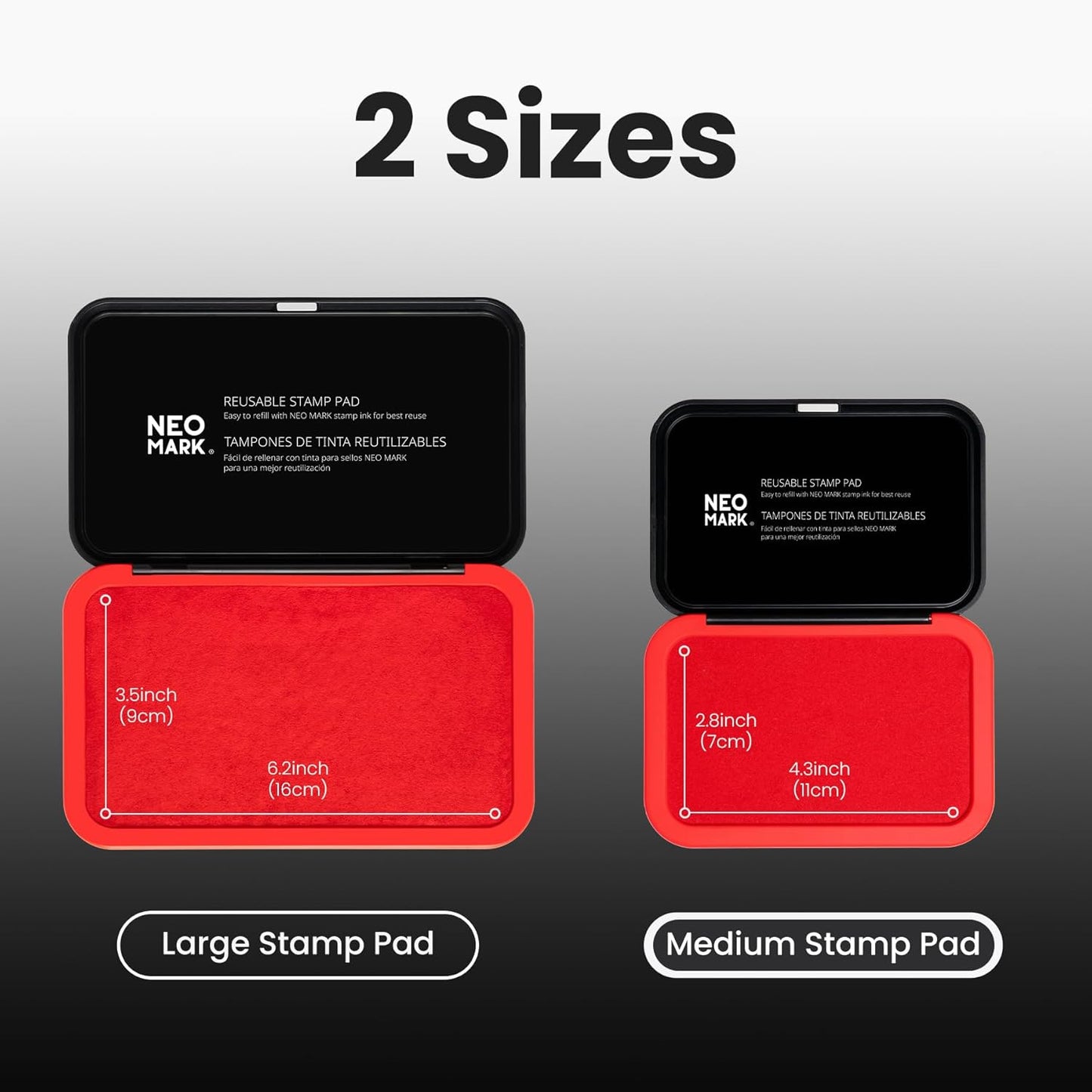 Medium Stamp Pad -2.8"x 4.4", Magnetic Lid, Premium Quality Felt Stamp Pad (Red)