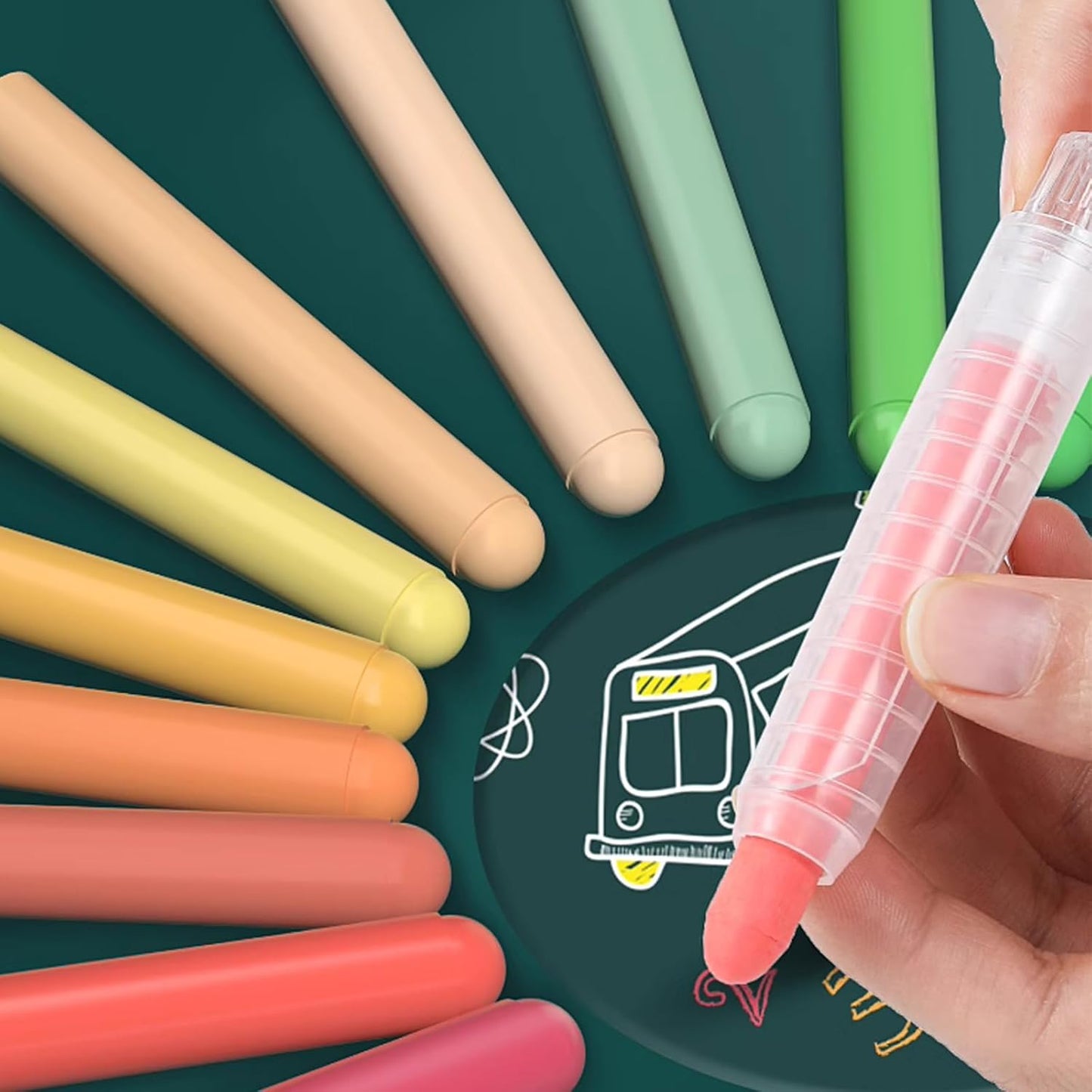 MOMJOY Dustless Kids Chalk Set,Washable Chalks for Toddlers, Non-Toxic Colored Chalk Sticks, Blackboard & Sidewalk Fun for Indoor Outdoor Toys&School Use(15PCS)