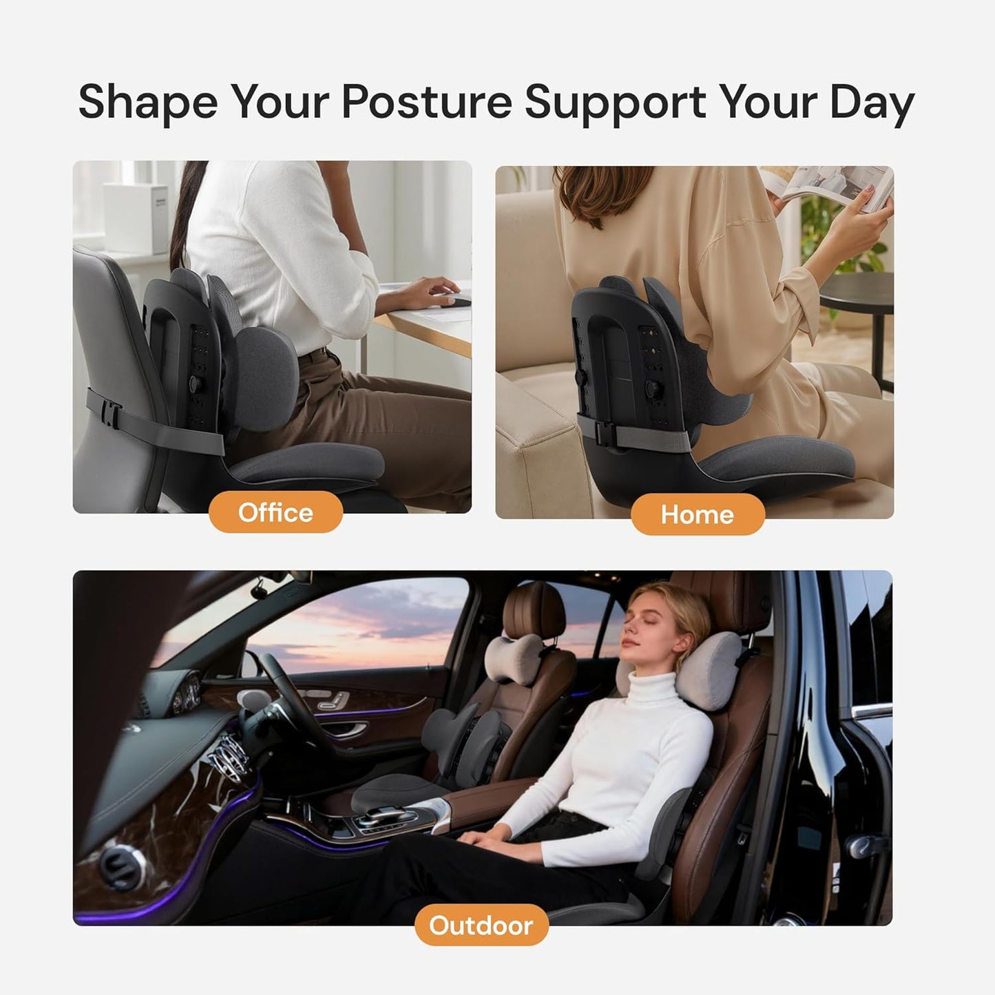 CabSupport M3 Pro Ergonomic Seat Cushion - Upgraded Extra Large & Thick Design, Dynamic Lumbar Support & Spineseat Patented Spine Alignment, Breathable Posture Corrector for Office Chair, Car & Gaming