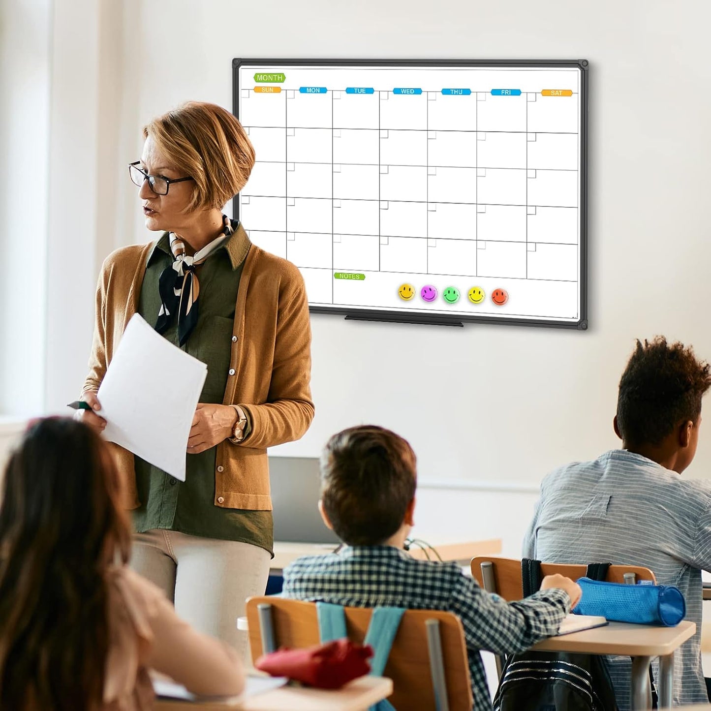 JILoffice Dry Erase Calendar Whiteboard - Magnetic White Board Calendar Monthly 36 X 24 Inch, Black Aluminum Frame Wall Mounted Board for Office Home and School - Lumora Desk