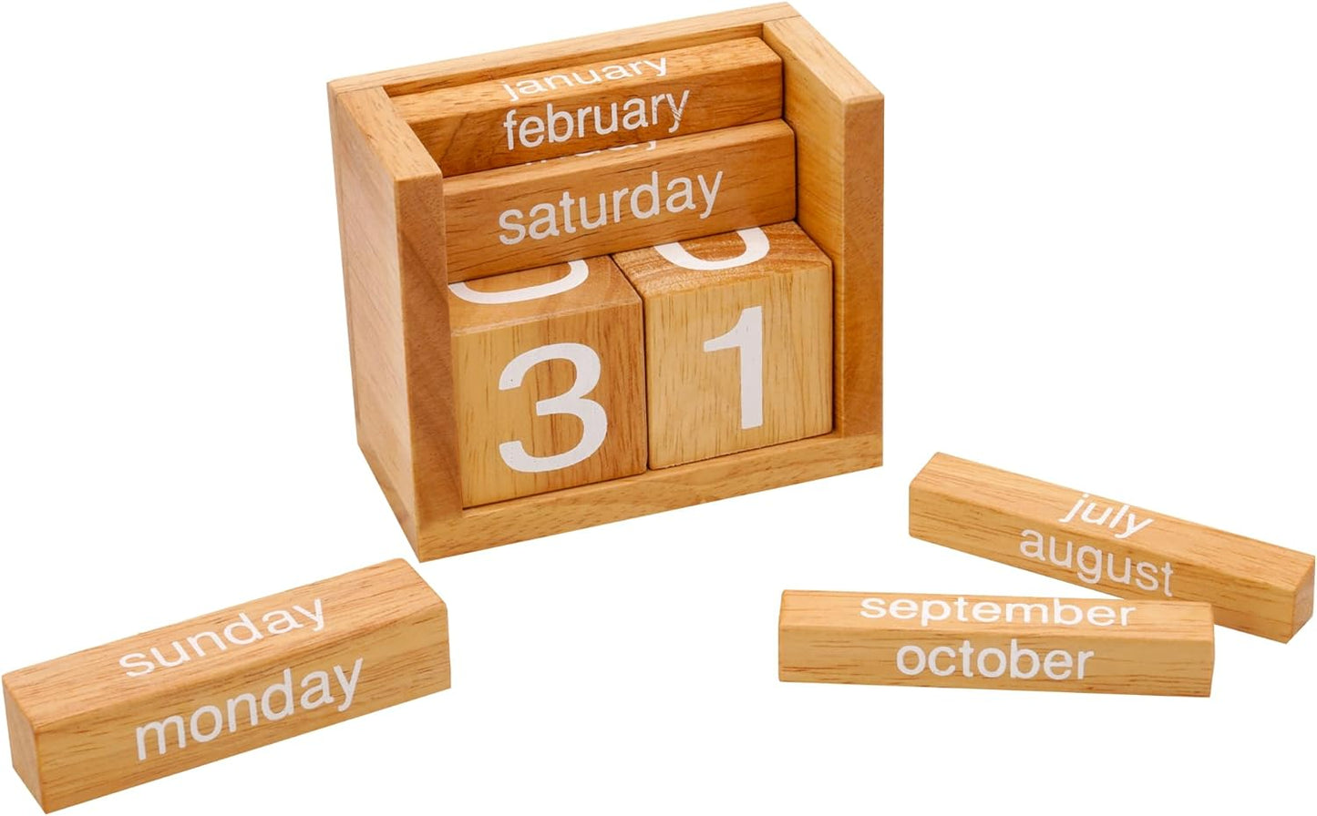 BSIRI Desk Calendar Decor Perpetual Gifts Dad Gifts Mom Office Block Kitchen Home Gifts Monthly Small Planner Family Birthday Calendar Tags Million Years Wood