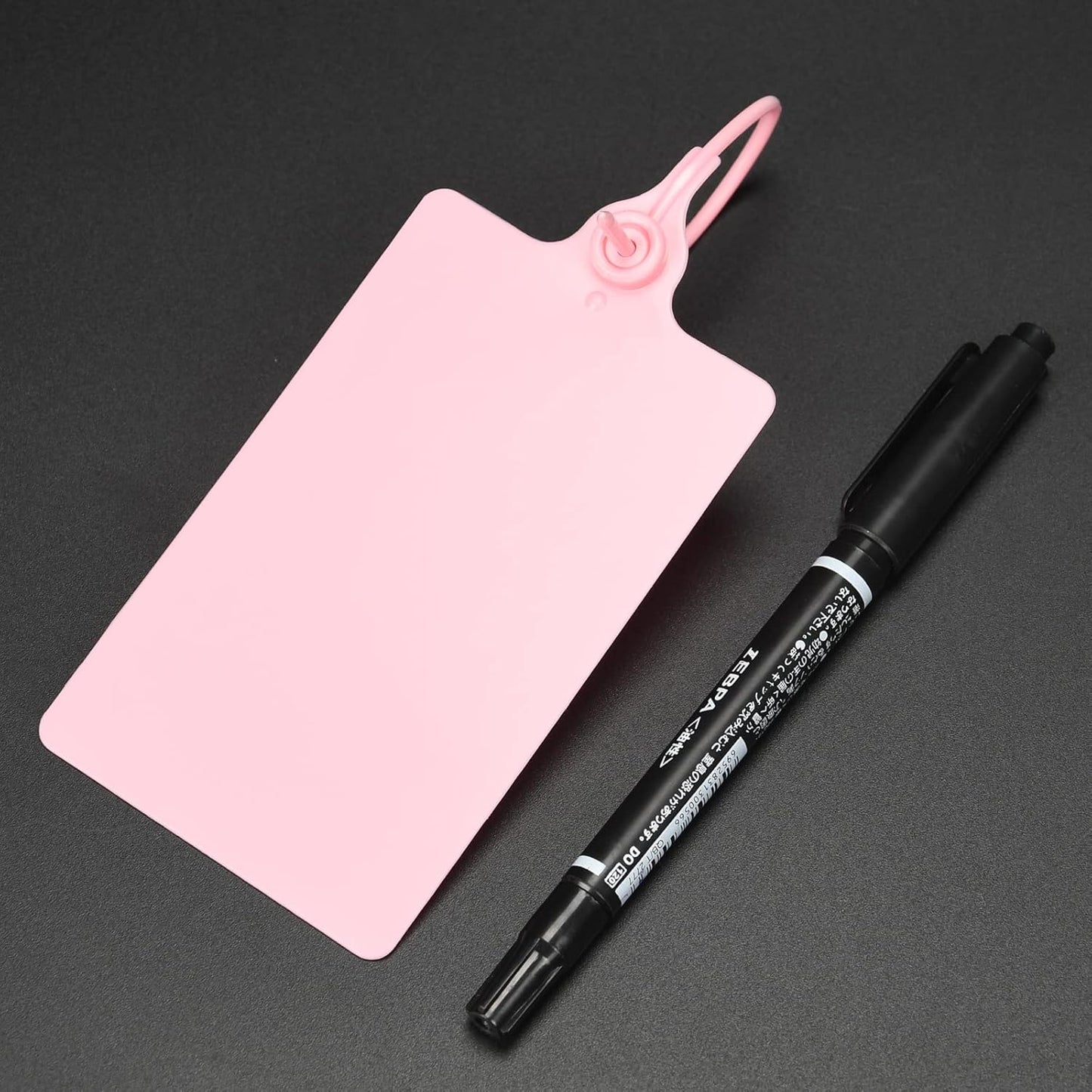 100 Plastic Tags Shipping Tags Water Proof Tags for Labeling Shipping Labels Security Seals Writable Marker Ties Hanging Tags Storage Tag with One Marker Pen (Pink)