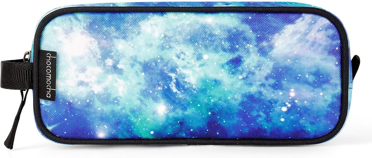 Choco Mocha Kids Pencil Case for Boys, Soft Zipper Pencil Pouch for Boys, Kids Pencil Case for School Galaxy Pencil Bag for Toddler Boy, Blue