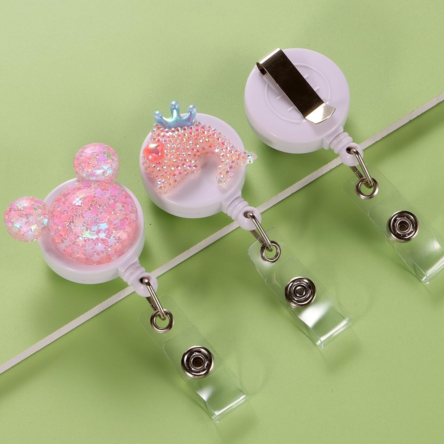 10PCS Badge Reel Clip Retractable Lanyard for Id Badges - Women & Nurses, Cute Card Holder Reel