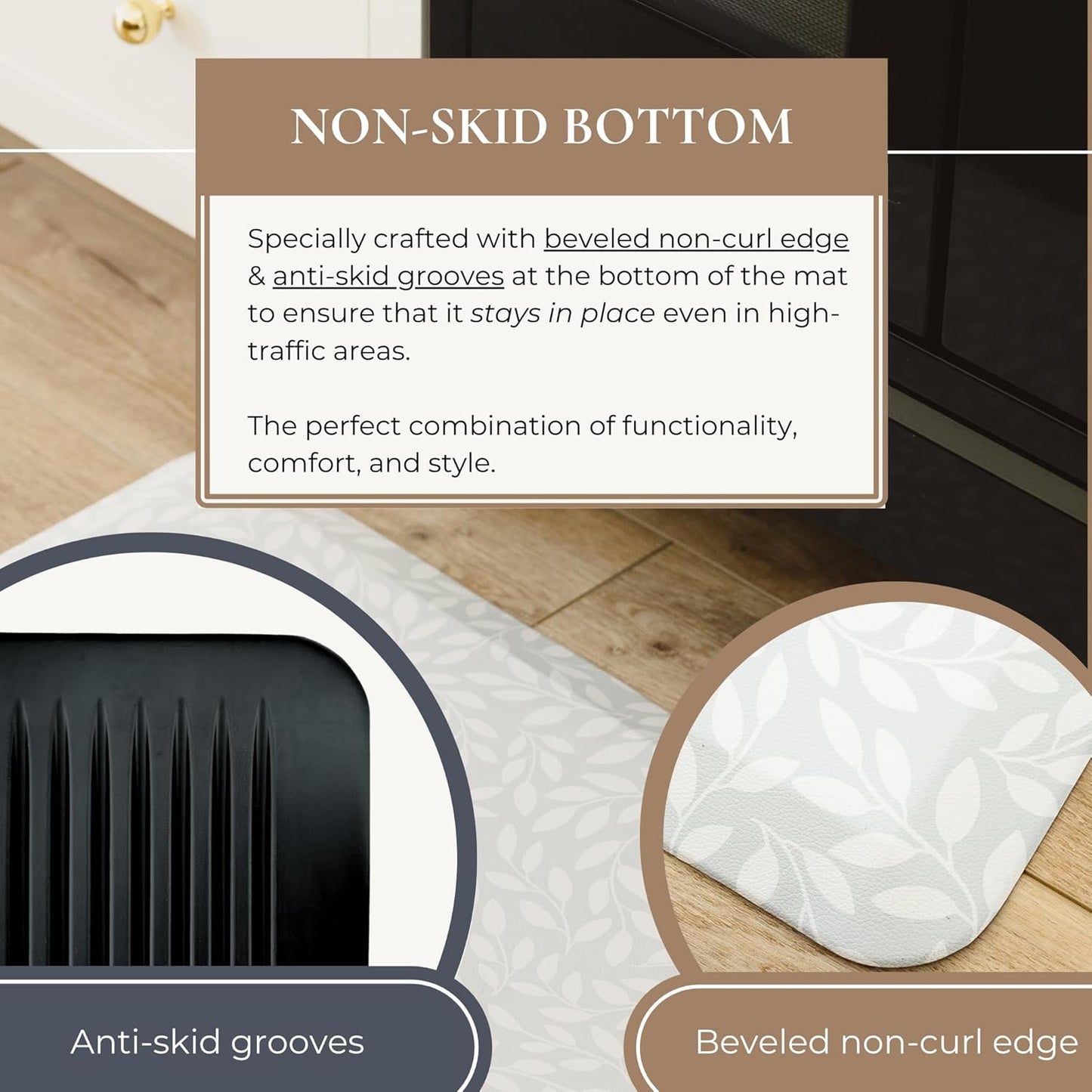 Anti Fatigue Mat by Laurel Lane Co. – Designer Anti Fatigue Mats for Kitchen Floor, Kitchen Mats for Floor, Desk Mat – Cushioned 0.75" Thick – Stain Resistant – Non-Skid Bottom – 20" x 60" - Lumora Desk