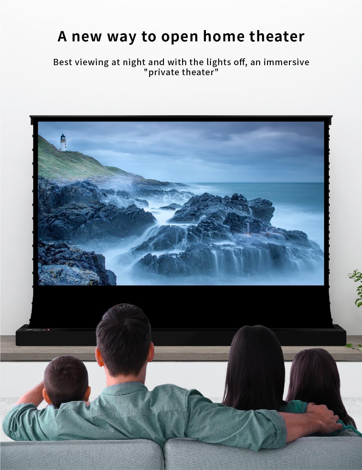 VIVIDSTORM-Projector Screen with Stand S 110 Inch Sound Transparent Perforated Floor Rising White Fabric 4k HD Ready Home/Movie Theatre Work with Normal Throw Projector, VSDSTPW110H