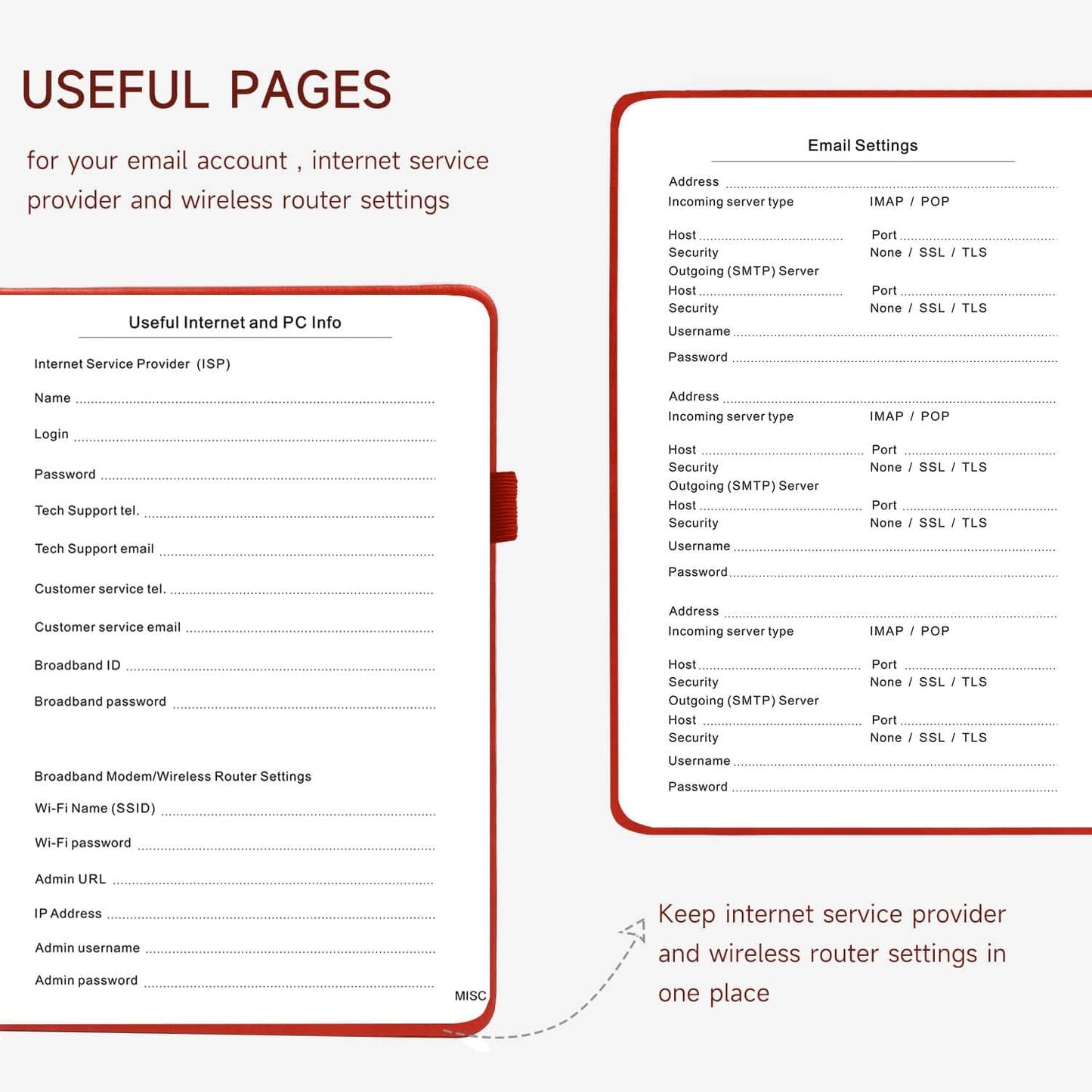 Password Book with Alphabetical Tabs – Hardcover Internet Address & Password Organizer – Password Keeper Notebook for Computer & Website – 5.2 x 7.6 Log-in Password Journal w/Thick Paper (Red)