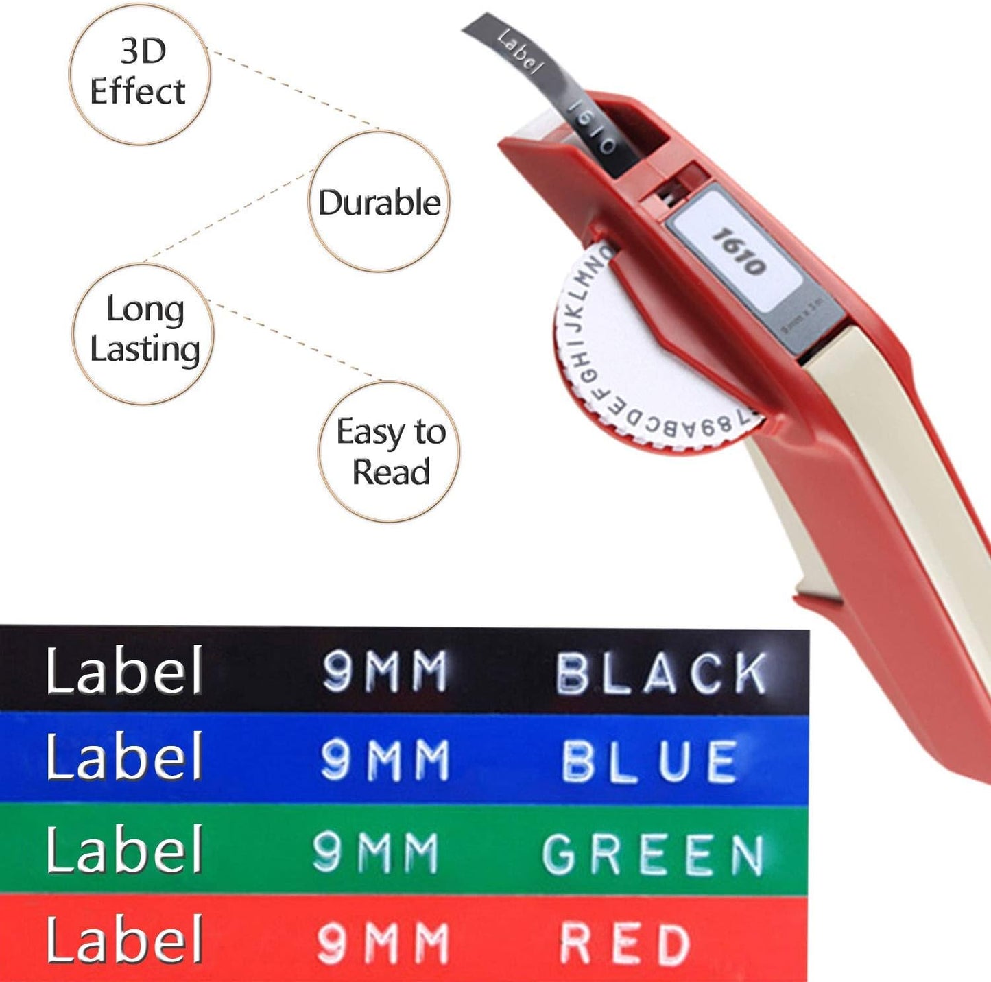 Pristar Compatible Label Tape Replacement for Dymo 3D 3/8 in x 9.8 ft Plastic Embossing Label Tapes 9mm for Dymo Organizer Xpress Pro Label Maker, White on Black/Red/Blue/Green/Light Yellow, 10-Pack
