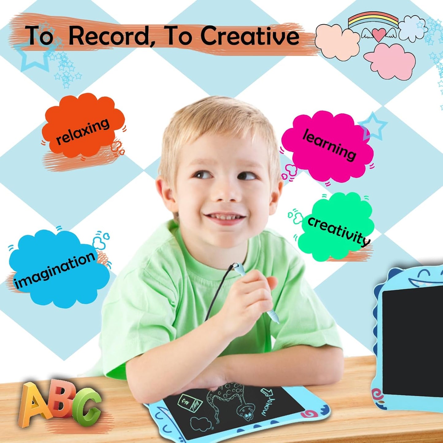 LCD Writing Tablet Dinosaur Toys for Boys Kids, Colorful Toddler Blue Toys Drawing Board, Educational Children Toy, Doodle Pad for 3 4 5 6 7 8 Year Old Boy Kid Birthday Party Gifts,8.5inch