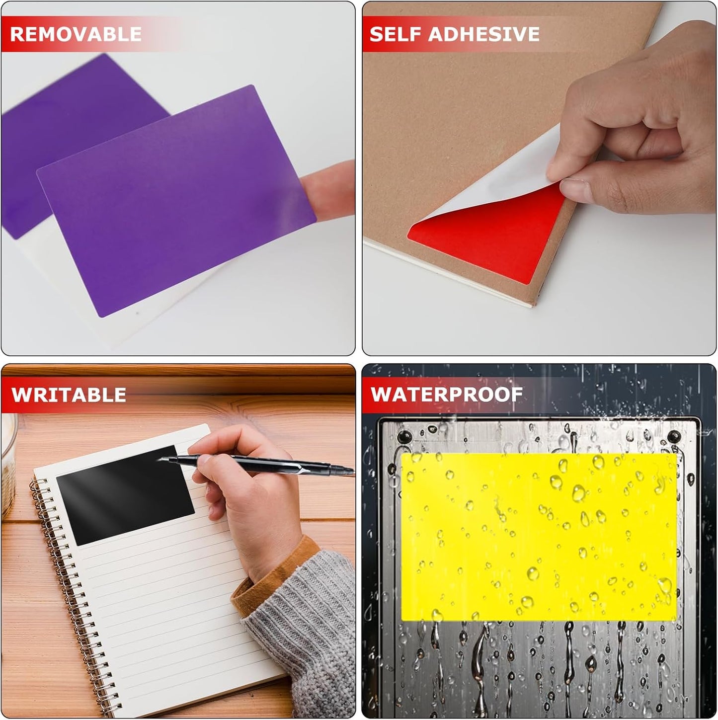 10 Assorted Colors Rectangle Labels 3 × 2 Inches Self-Adhesive Colored Rectangular Color Coding Stickers Waterproof Small Name Tag for Office Inventory 40 Pieces