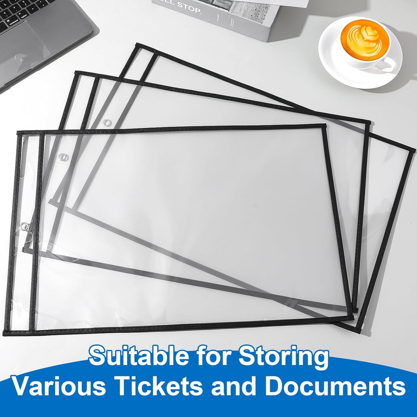 20 Pack Job Ticket Holders, 19 x 12 Inch Dry Erase Pockets Paper Sleeves Reusable Shop Ticket Protectors Writable and Erasable Document Cover for Work Orders Classroom Use