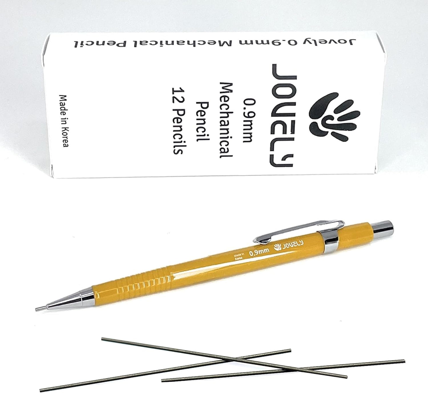 Jedo Drafting Mechanical Pencil 0.9mm Medium Point HB #2 Lead with Eraser Tip Yellow Barrel for Writing Drafting Drawing Sketching. Pack of 12 Pencils