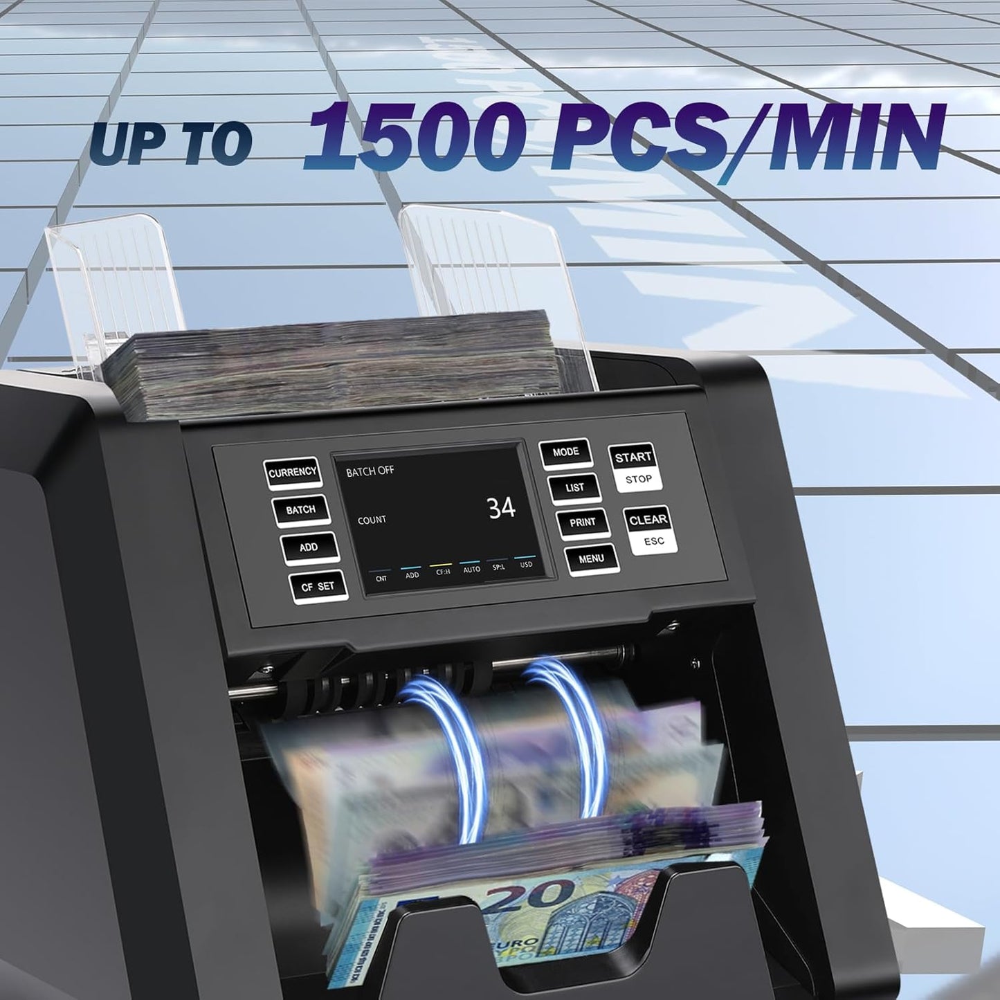 N70A Business Grade Money Counter Machine with 2CIS/UV/MG/IR Counterfeit Detection, Serial Number Reading,Mixed Denomination,Bill Counter High Speed for Store, Small Business, Office