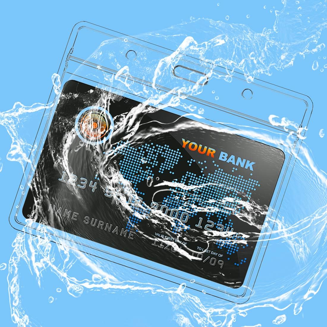 Lanyards with Id Holder Name Badges Waterproof Name tag Badge Holders with Neck Blue Lanyard Swivel J-Hook Clip 50 Pack