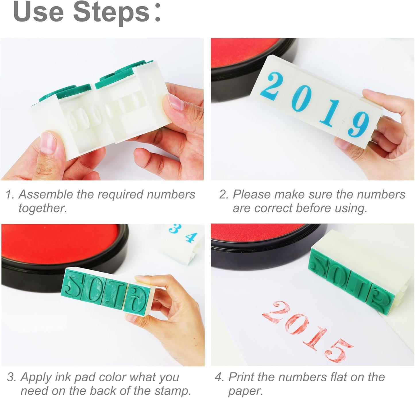 uxcell Rubber Head Number Stamp Set Large Detachable 0-9 Digits Arabic Numerals Stamps Combination Number Stamp for DIY Craft Card Making