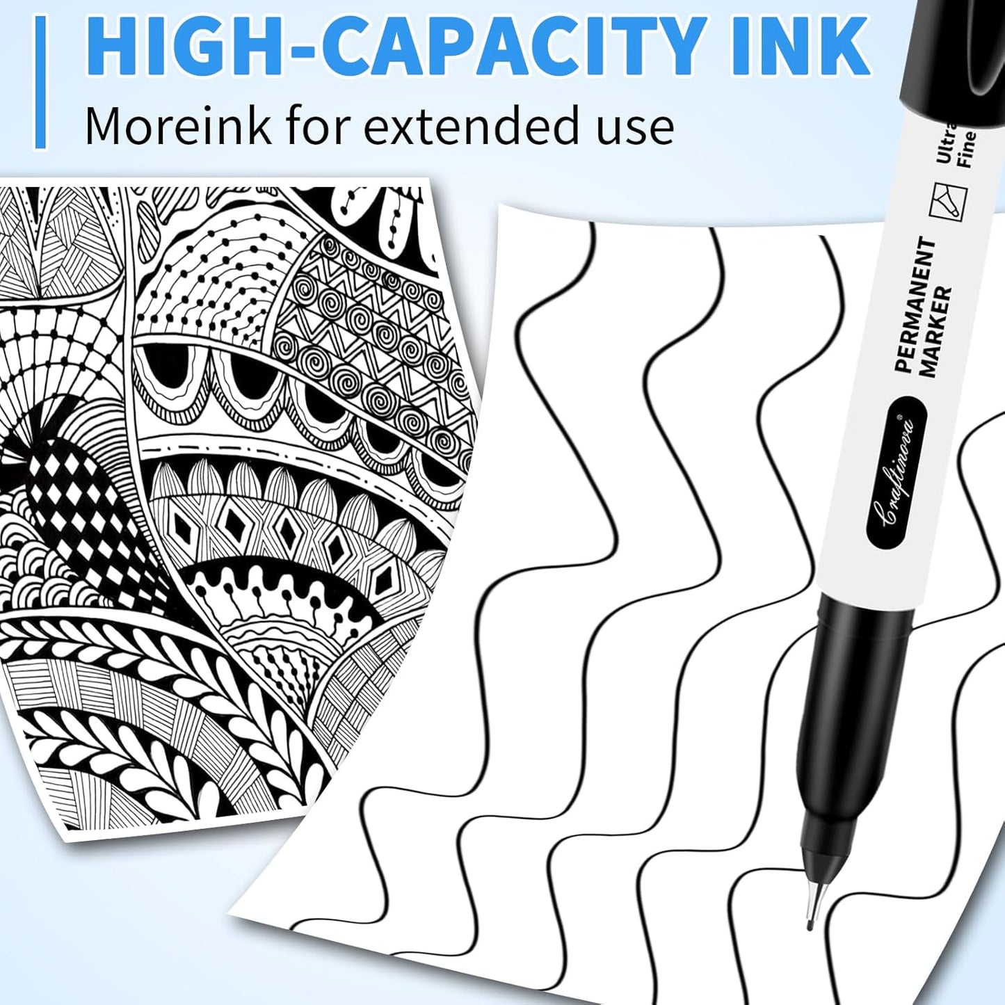 Black Ultra Fine Point Permanent Markers, Extra Fine Tip, Quick Drying and Waterproof, Fade Resistant Perfect on Paper, Glass, Metal, Plastic, Wood, Office & School Use, 12 Pack