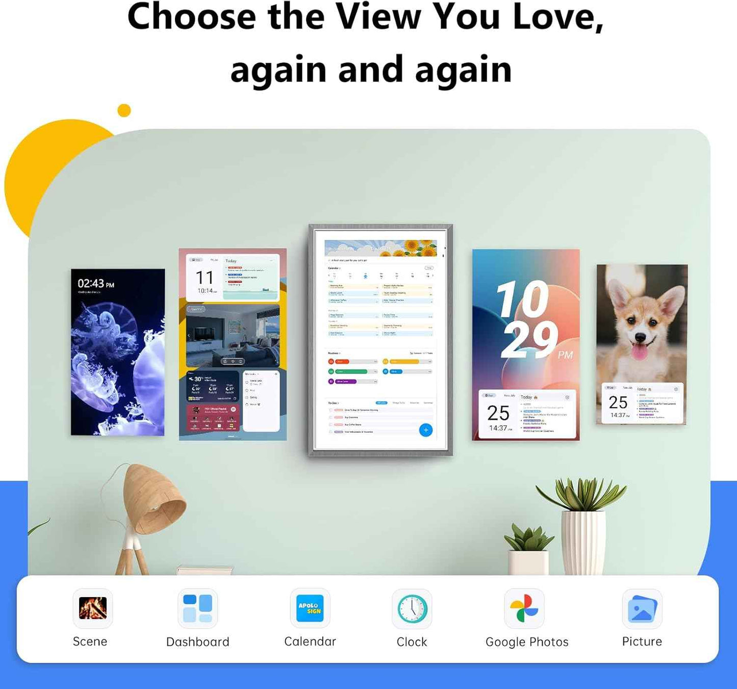 ApoloSign Digital Calendar: 15.6" Wall Planner Electronic Calendar, Smart Touchscreen Interactive Display for Chore Chart, Family Schedules, Supports All Apps via Google Play (Gray Wood, 15.6-inch)