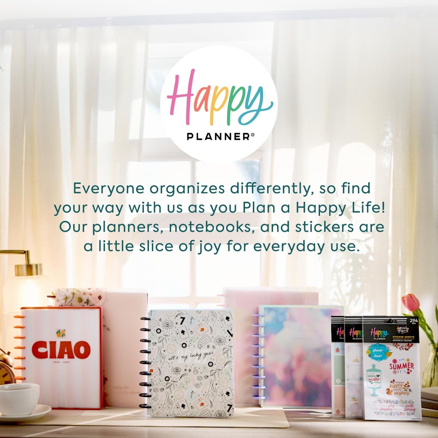 Happy Planner Disc-Bound Planner July 2026–June 2027, Includes 3 Extra Months and 2 Sticker Sheets, Big Size, 8.5" x 11", Dashboard Layout, Wildflower Whimsy