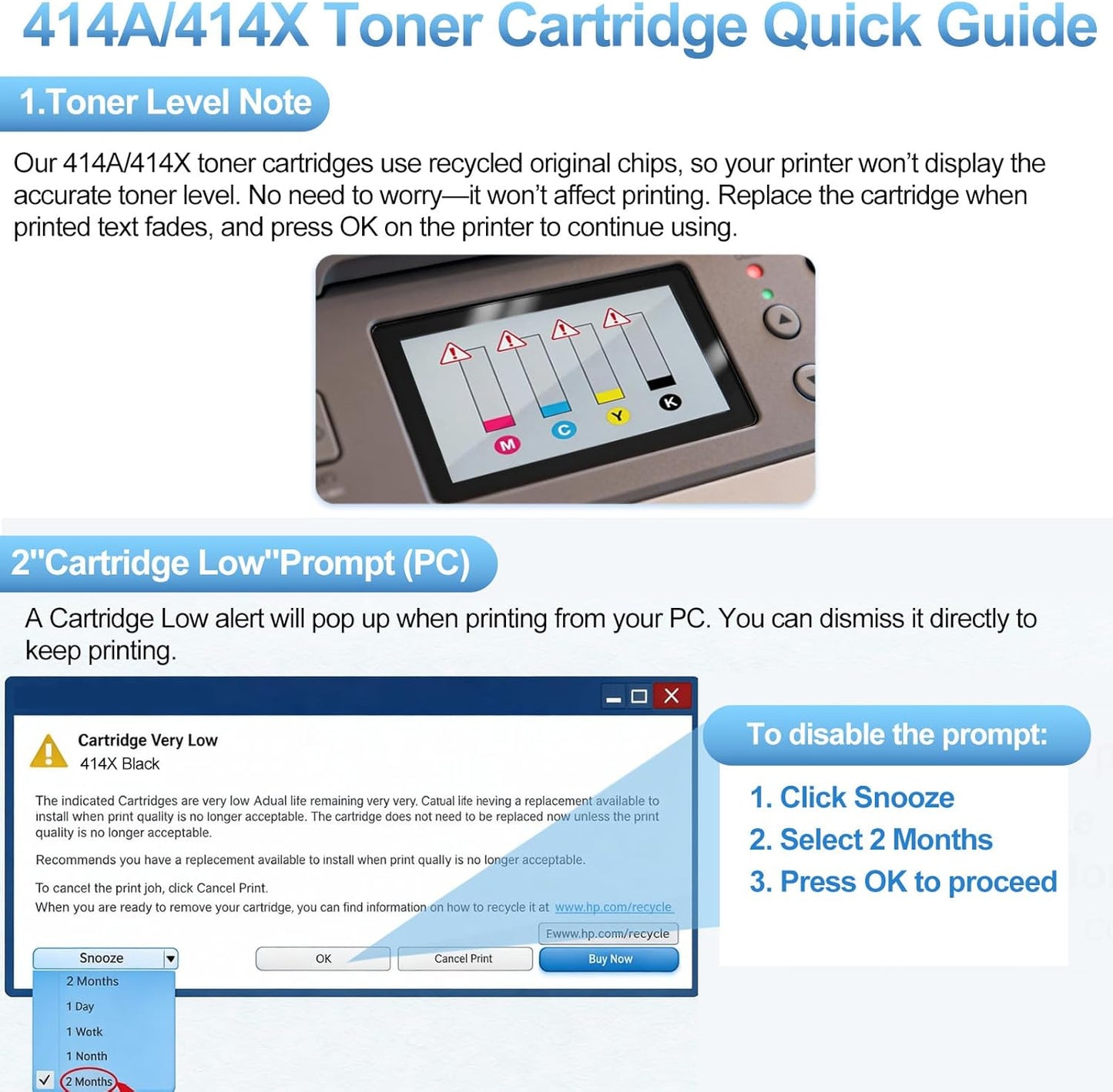 414X Toner Cartridges 4 Pack High Yield with Chip Replacement for HP 414X 414A W2020X W2020A Compatible with Color LaserJet Pro MFP M479fdw M479fdn M454dw M454dn M479 M454 Printer (B/C/Y/M Color)