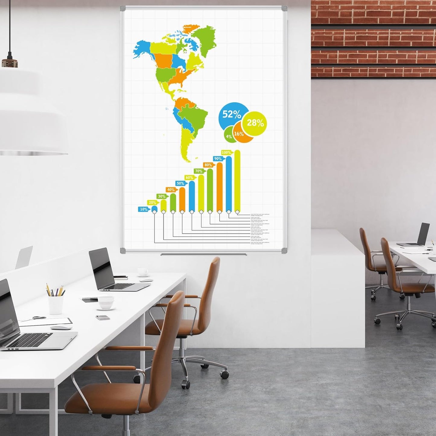 JILoffice Magnetic Dry Erase Planning Board, Grid Pattern White Board 48 x 36 Inch, Silver Aluminum Frame with Detachable Marker Tray for Office School and Home - Lumora Desk