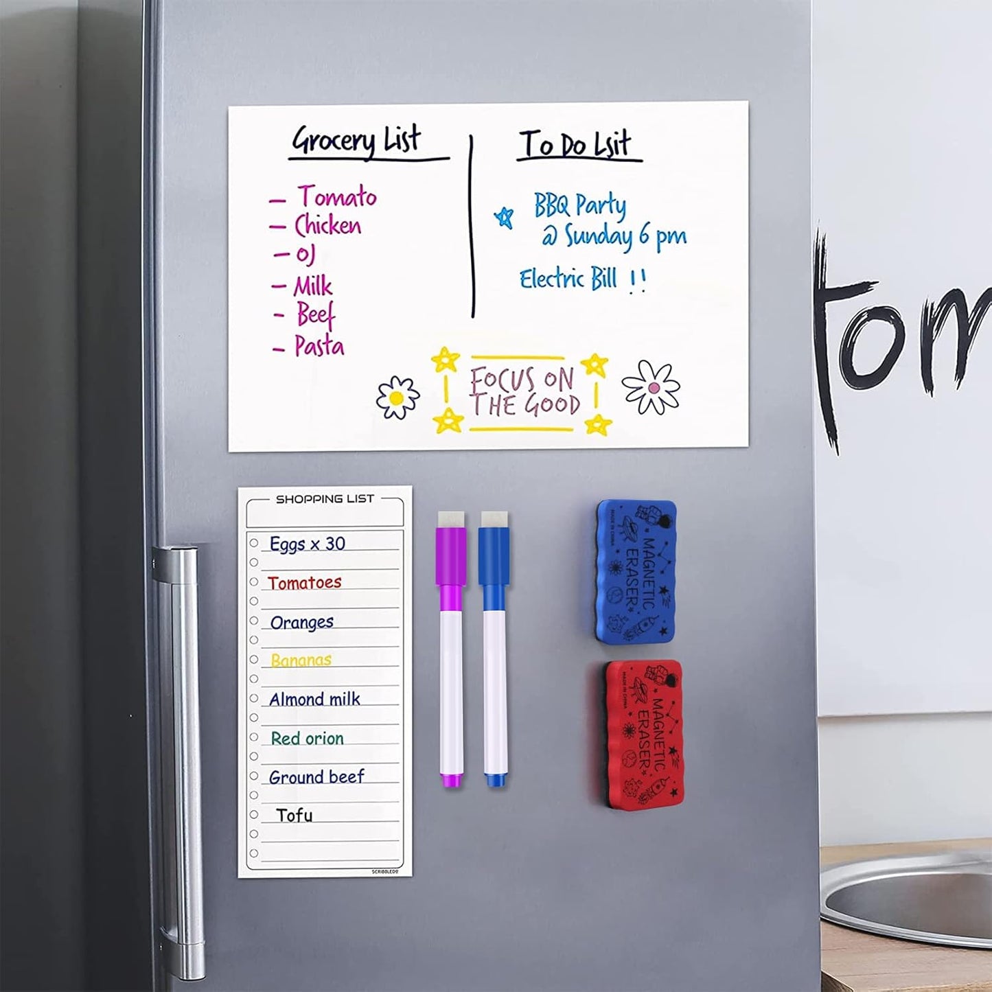 IHPUKIDI Dry Erase Eraser, Magnetic Whiteboard Eraser 4 Pack White Board Erasers, Dry Eraser for Whiteboard, Chalkboard, and Glass, Perfect for Classroom, Home, Office,4 Colors