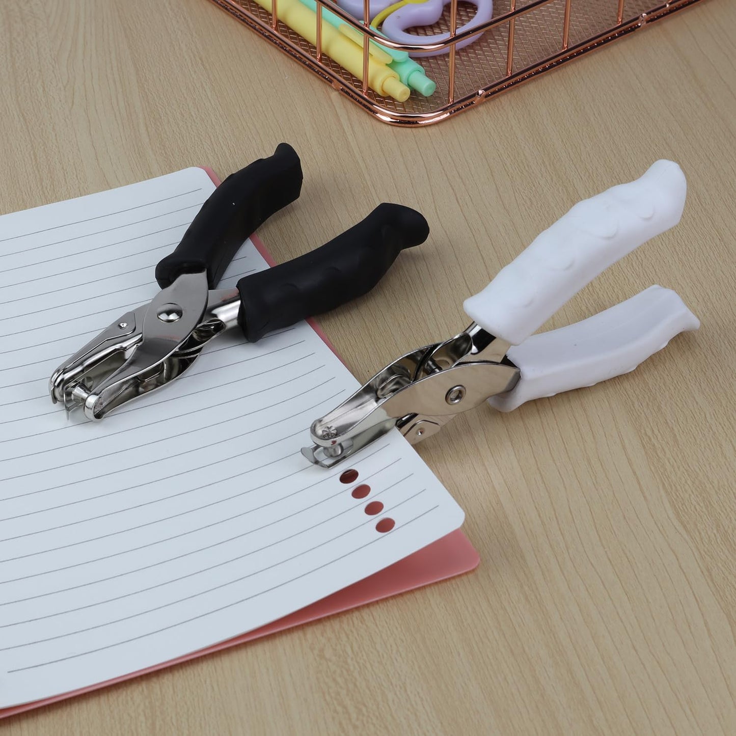 1/4” Circle Shaped Hole Puncher,Handheld Single Hole Punch with White Soft Grip Handle,One Hole Paper Punch for Paper Crafts Tag in Home, Office, Classroom.