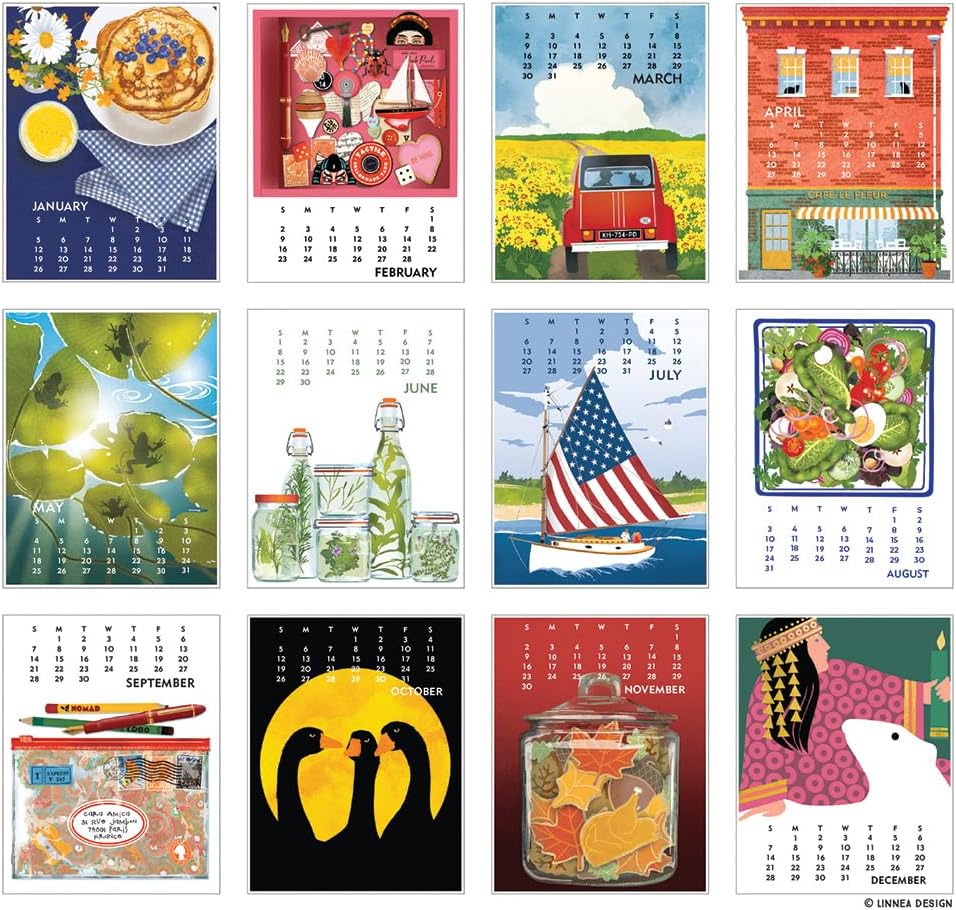 Linnea Design 2025 Desktop Calendar 5 x 7" Artwork by Johanna Riley
