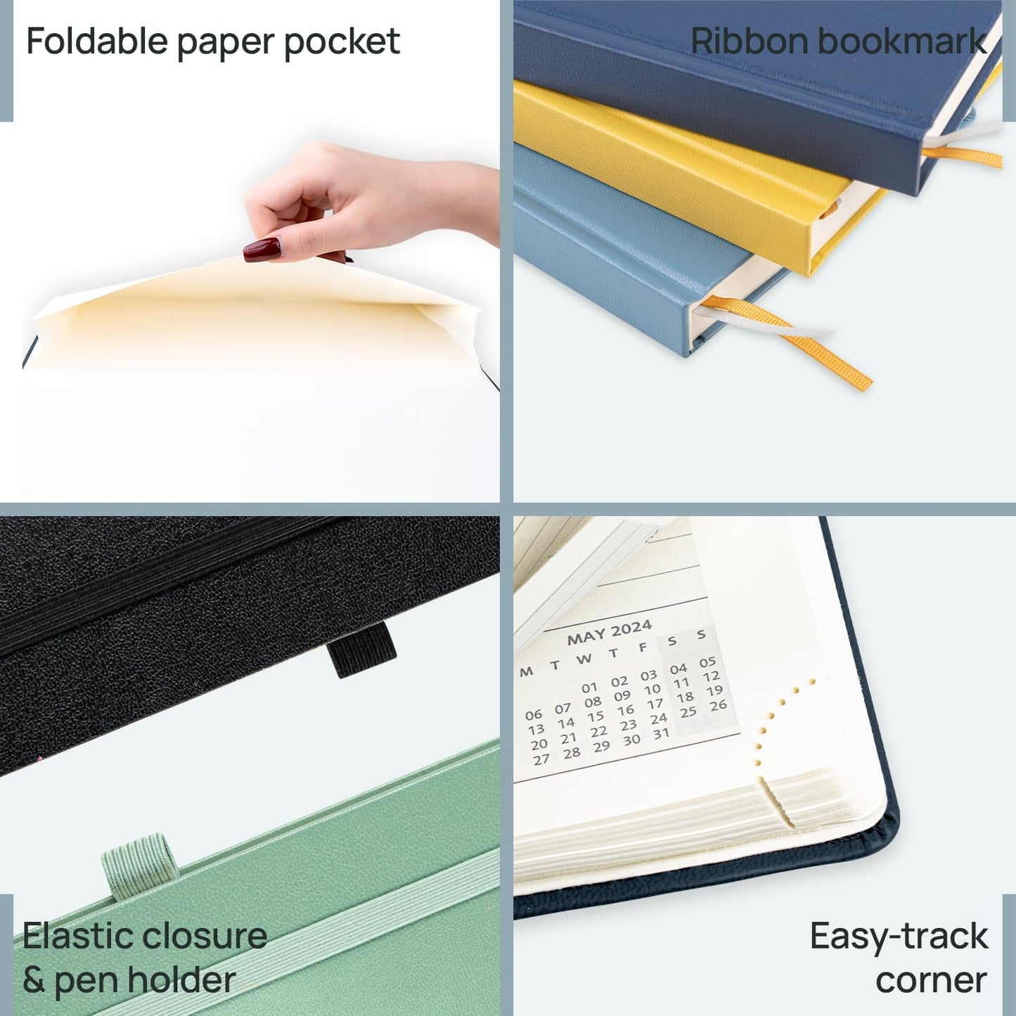 POPRUN 2026 Planner (Medium Size 8.5''x 6.5'' Hardcover) - Daily Weekly and Monthly Calendar Agenda 2026 Appointment Book with Hourly Time Slots, Monthly Tabs, 100 GSM - Black