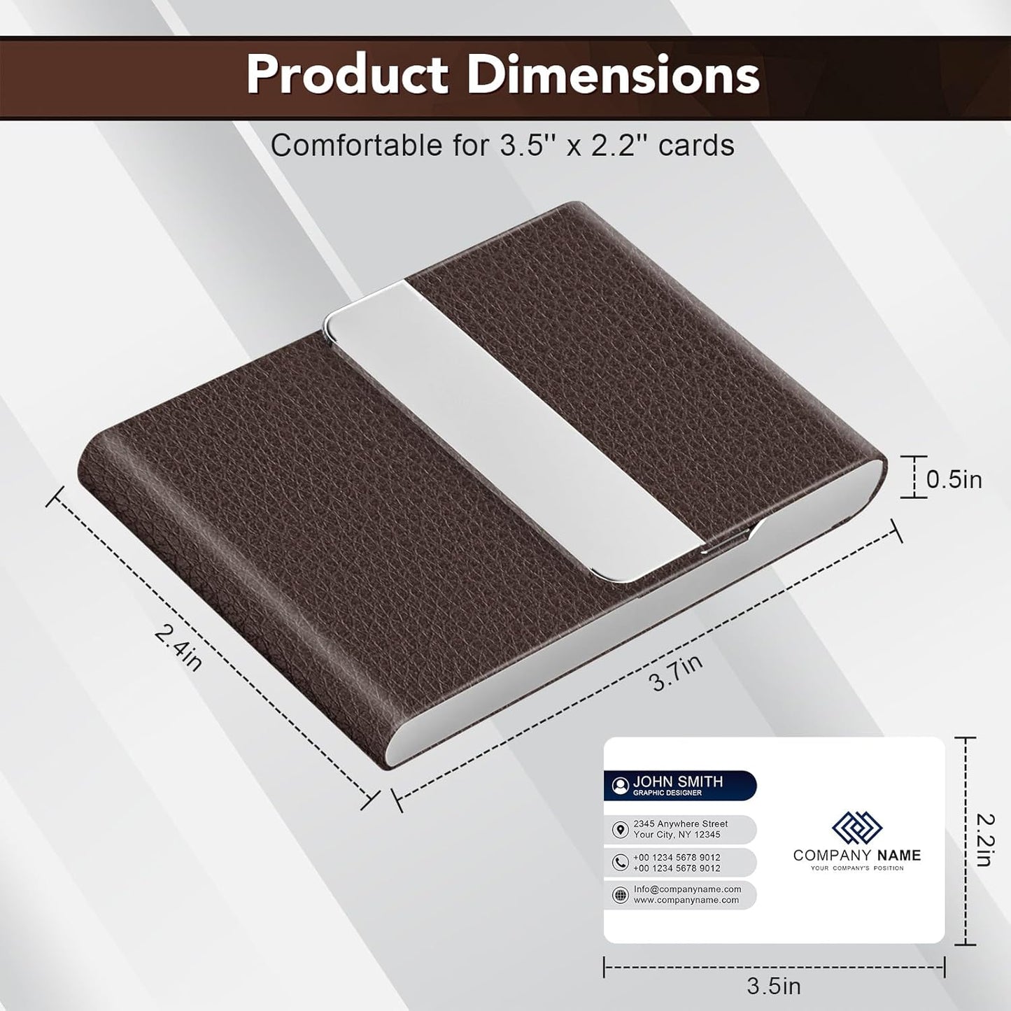 Business Card Holder with Ultra Slim Design, Business Card Case with Premium PU Leather, Suit Pocket Metal Card Holder for Women/Men, Magnetic Closure Quick Access Cards