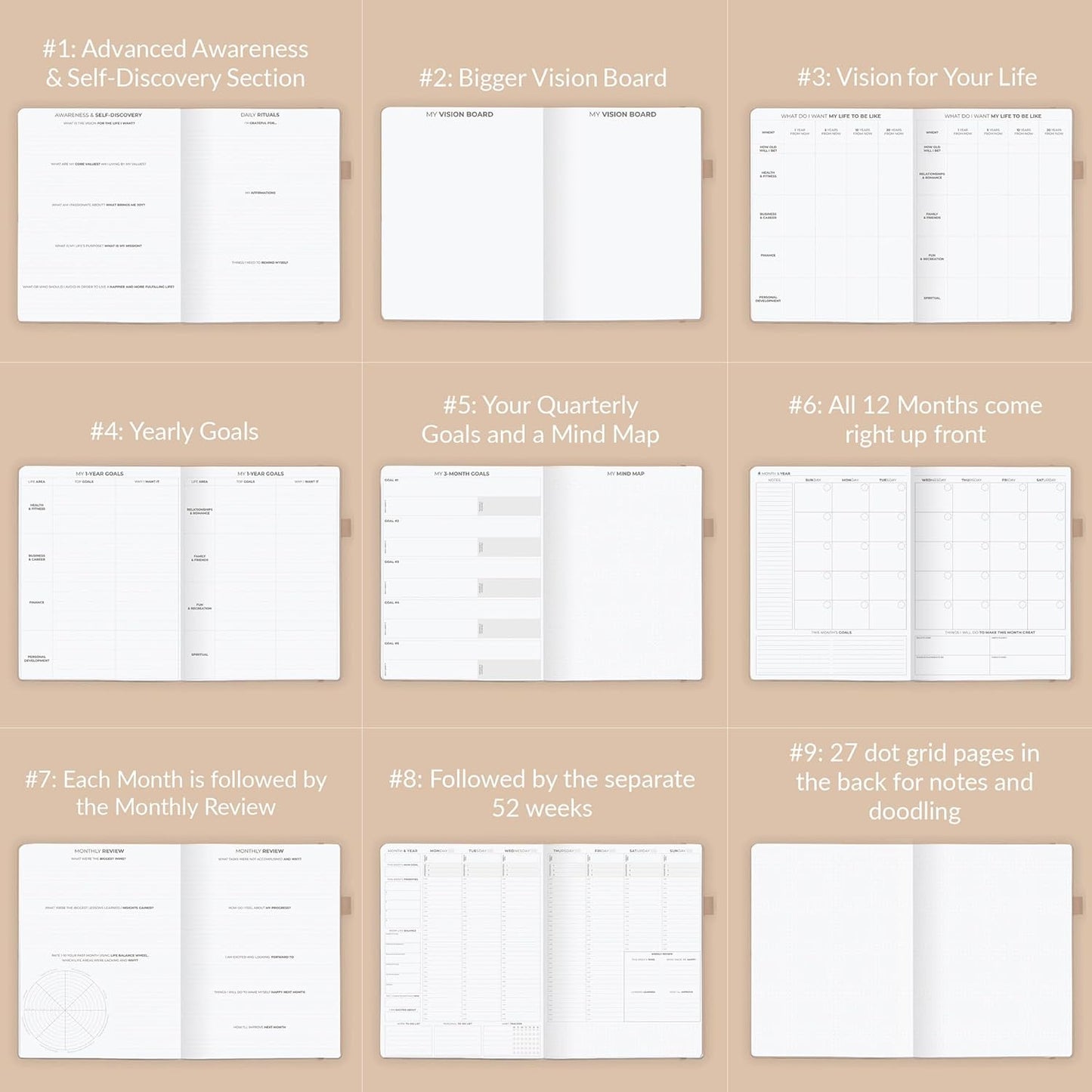 Clever Fox Planner PRO Schedule – Undated Weekly & Monthly Life Planner with Time Slots, Appointment Book & Daily Organizer, A4 (Seashell)