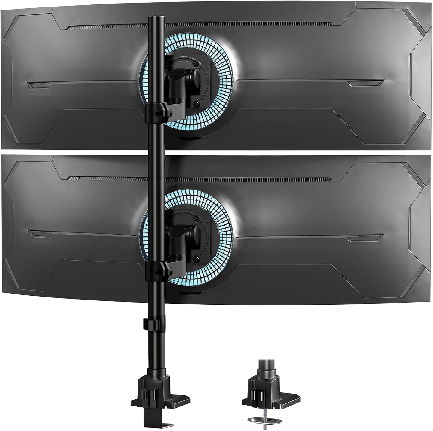 Dual Monitor-Arm Ultrawide Heavy Duty - 24-57 inch Vertical Dual Monitor Mount, Adjustable Stacked Double Monitor Desk Mount Stand, Max Load 59.4 lbs (per Arm), VESA 75/100 mm, Black