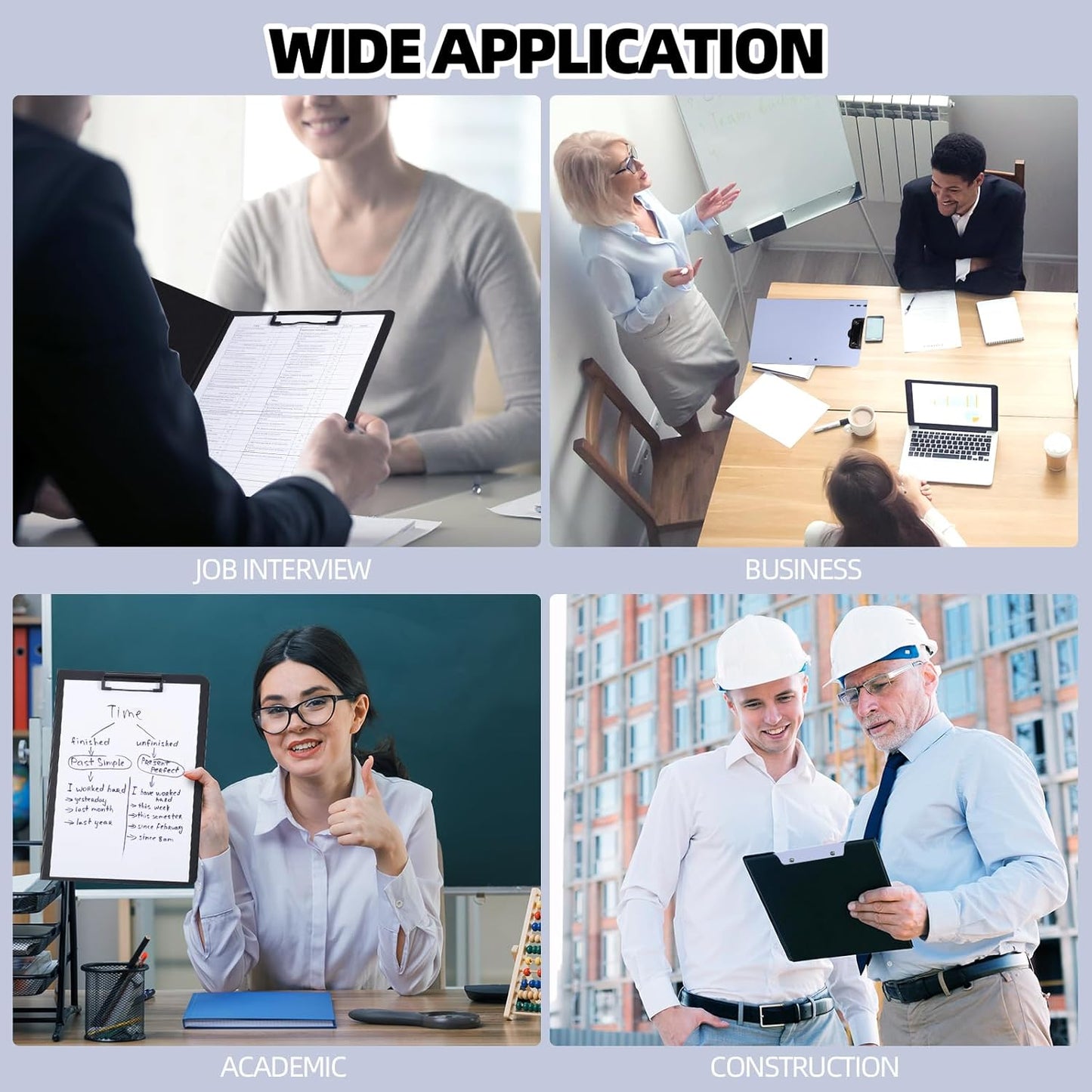 Clipboard Folder, A4 Foldable Clipboard with Horizontal and Vertical Double Metal Clips, 360 Degree Foldable Binder Clipboards with Pen Holder, File Cover Work Folder Clipboards, Purple