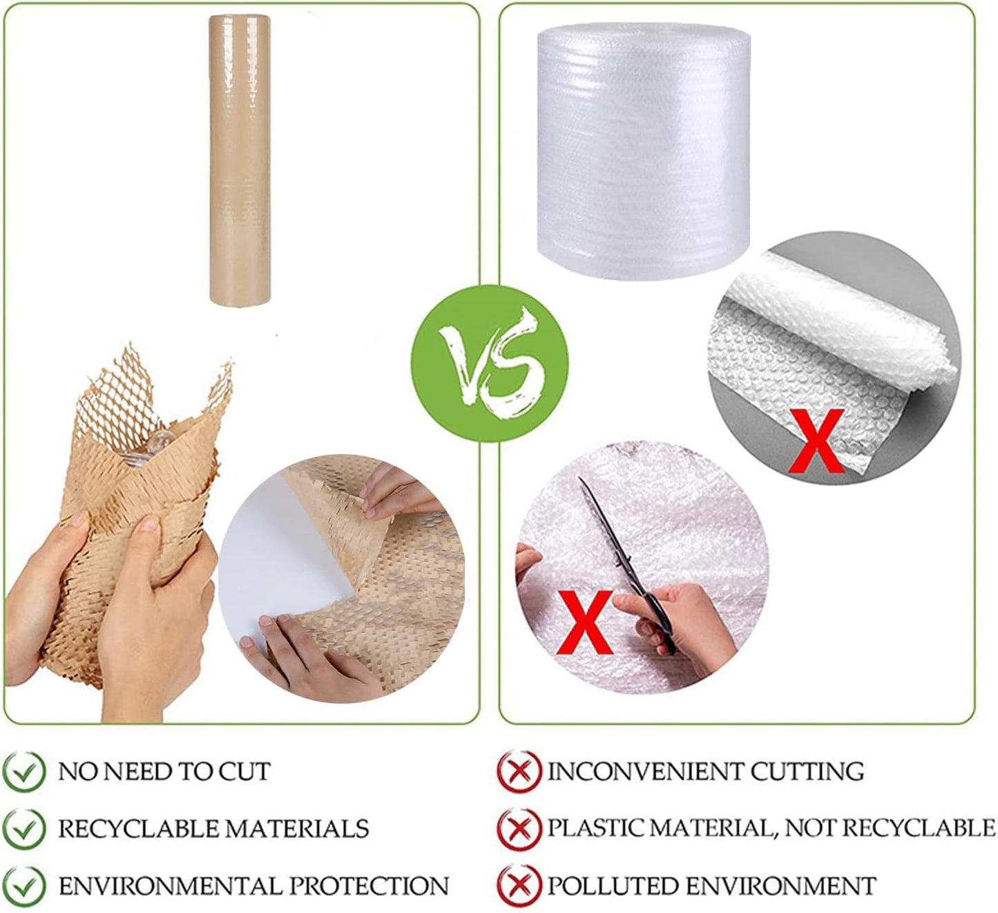 Honeycomb Packing Paper,12" W x 200' L Bubble Cushioning Wrap for Moving,Products & Gifts Wrapping Paper,Recyclable and Biodegradable Cushioning Packing Material with 20 Fragile Sticker Labels