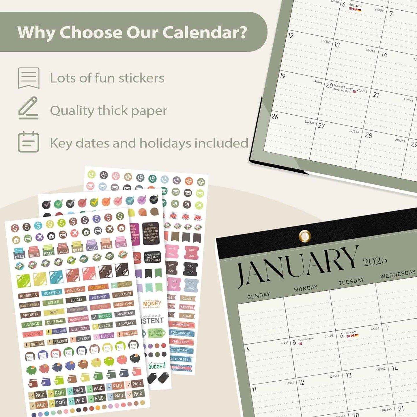 Desk Calendar 2025-2026, Runs Until December 2026 - Large Size 17" x 12" Desktop/Wall Monthly Calendar with To Do List, Personal Desk Calendar Planner for Home, School, Office