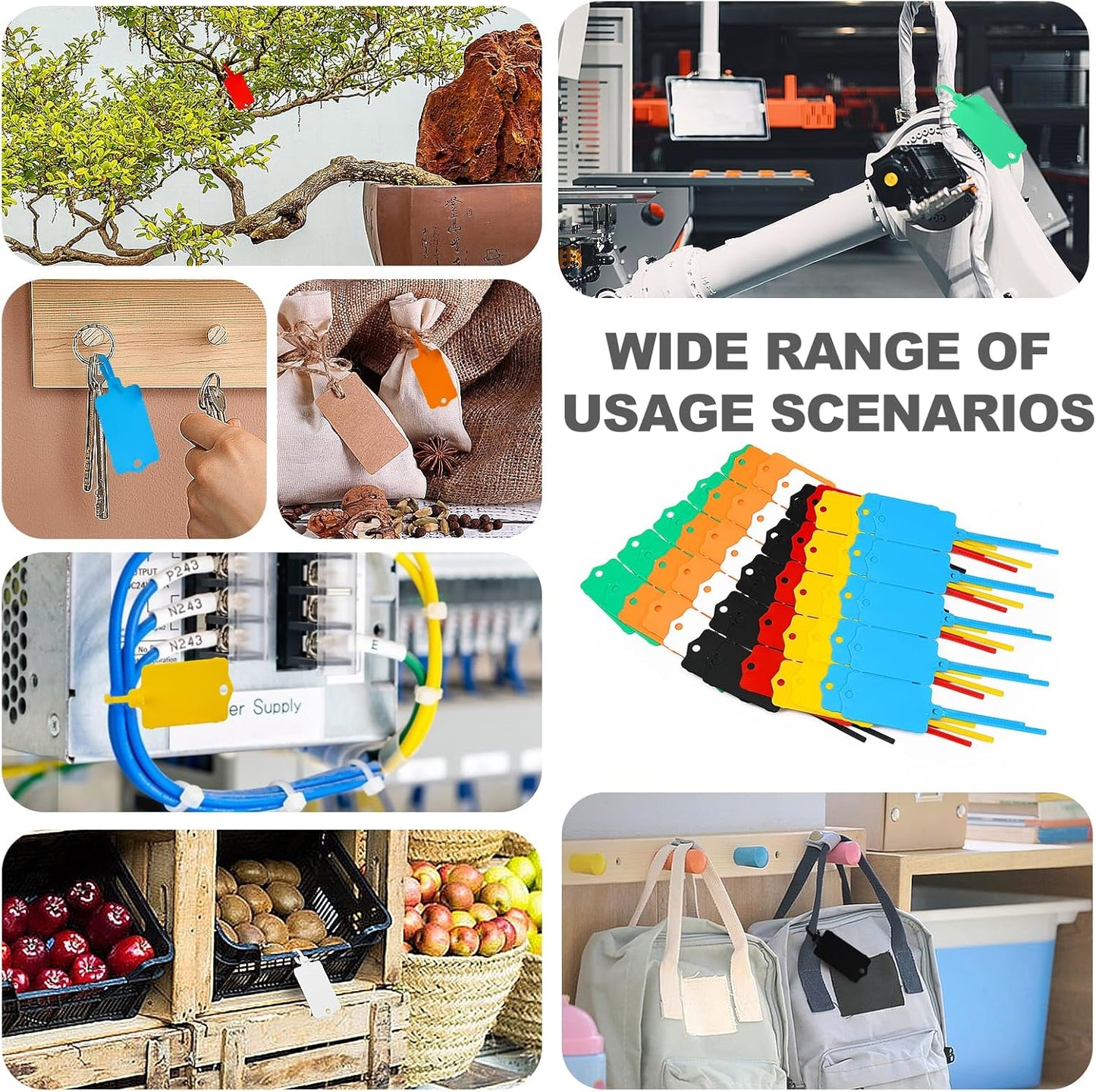 100pcs Blank Plastic Tags for Labeling Reusable Hanging Tags Ties Key Tag Storage Labels Waterproof Plastic Mark Label Writable Hang Sign with One Marker Pen (Blue)