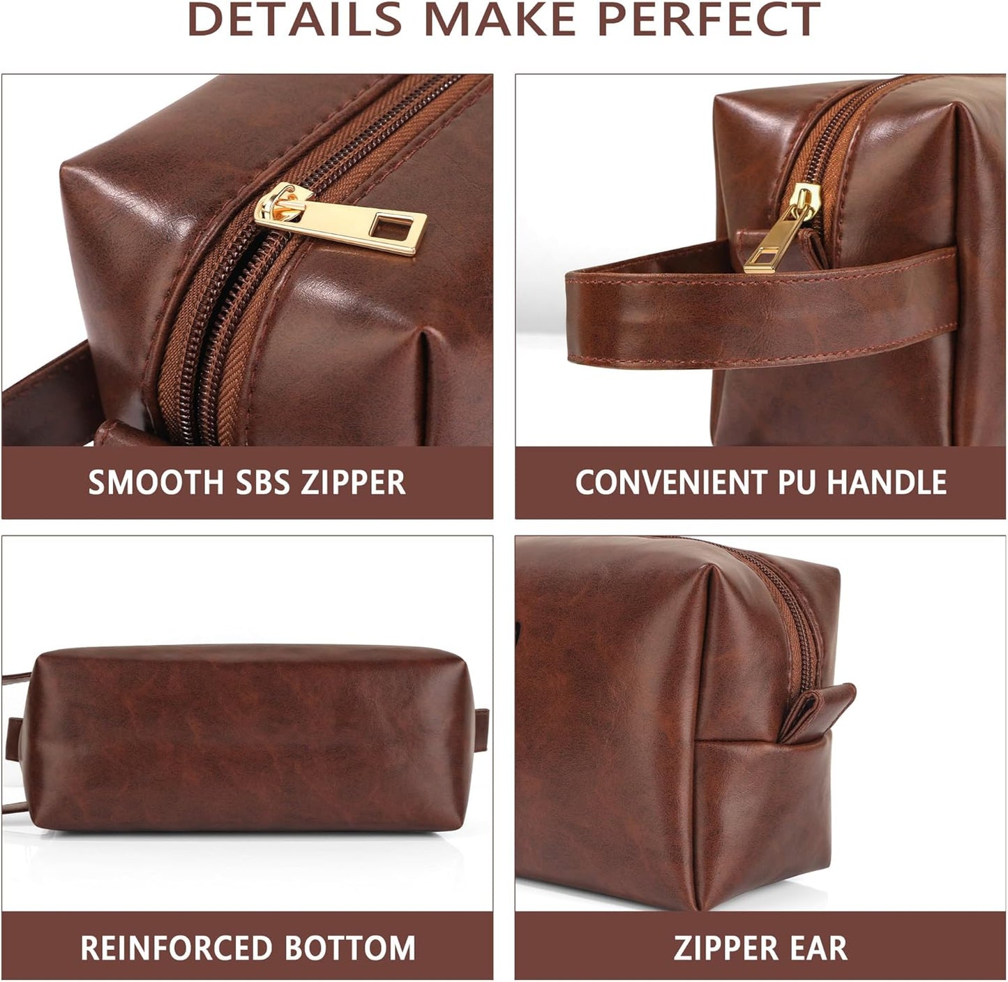 Mitchell Anniversary Birthday Christmas Valentines Fathers Day Ideas Gifts for Husband Dad Grandpa Brother Son from Wife Daughter, Leather Travel Toiletry Bag Gifts for Men
