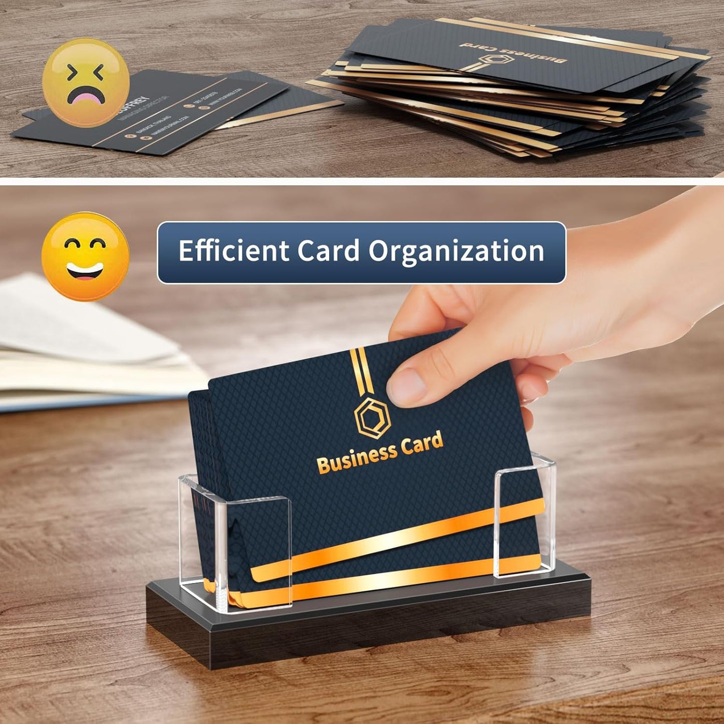 NIUBEE Acrylic Business Card Holder: Clear Plastic Business Cards Display Stand for Desk - Gift Card Organizer for Office 8 Pieces
