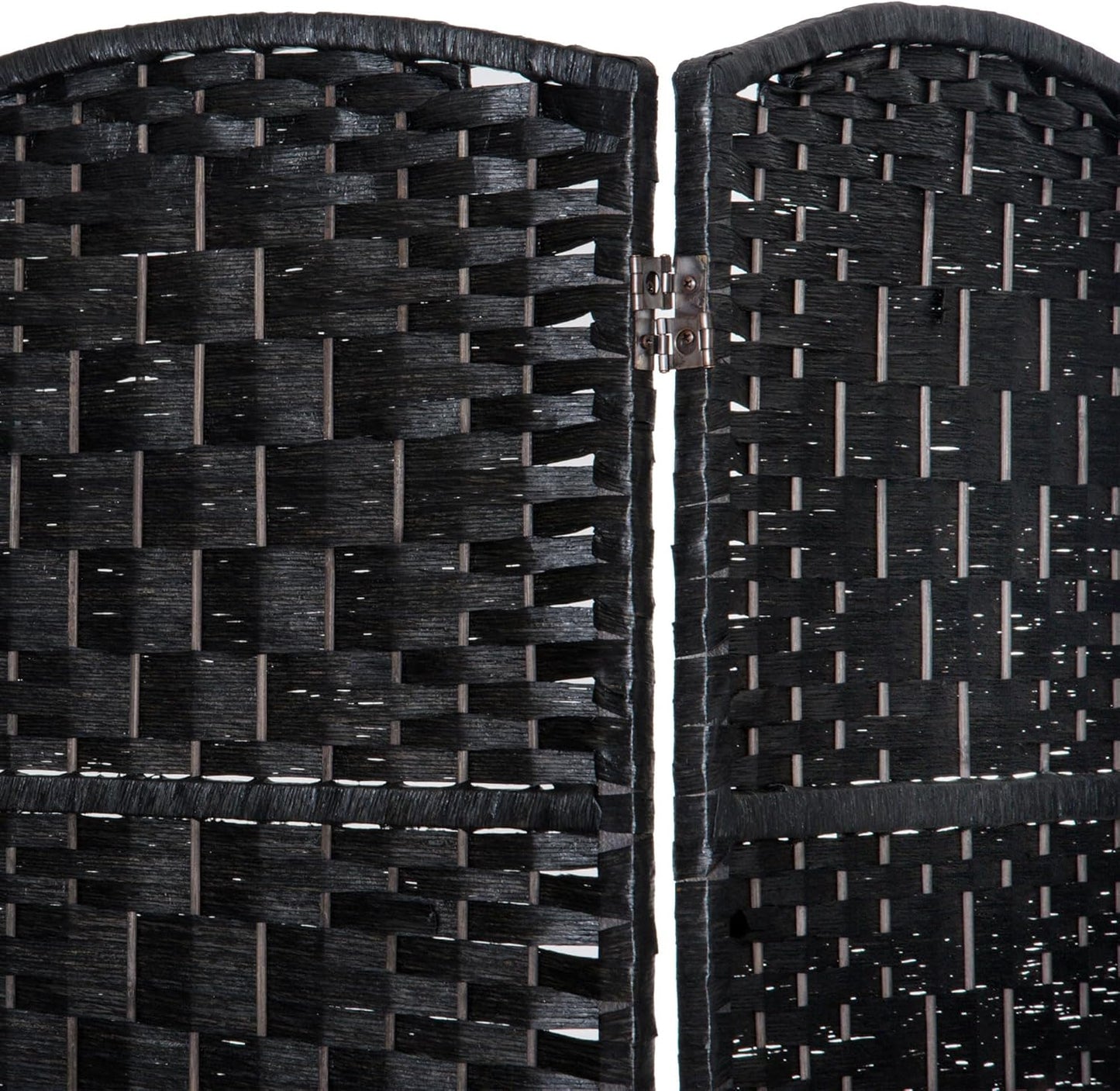 HOMCOM Room Divider, 6 Panel Folding Privacy Screen, 6FT Tall Portable Wicker Weave Partition Wall Divider for Bedroom, Home Office, Black - Lumora Desk