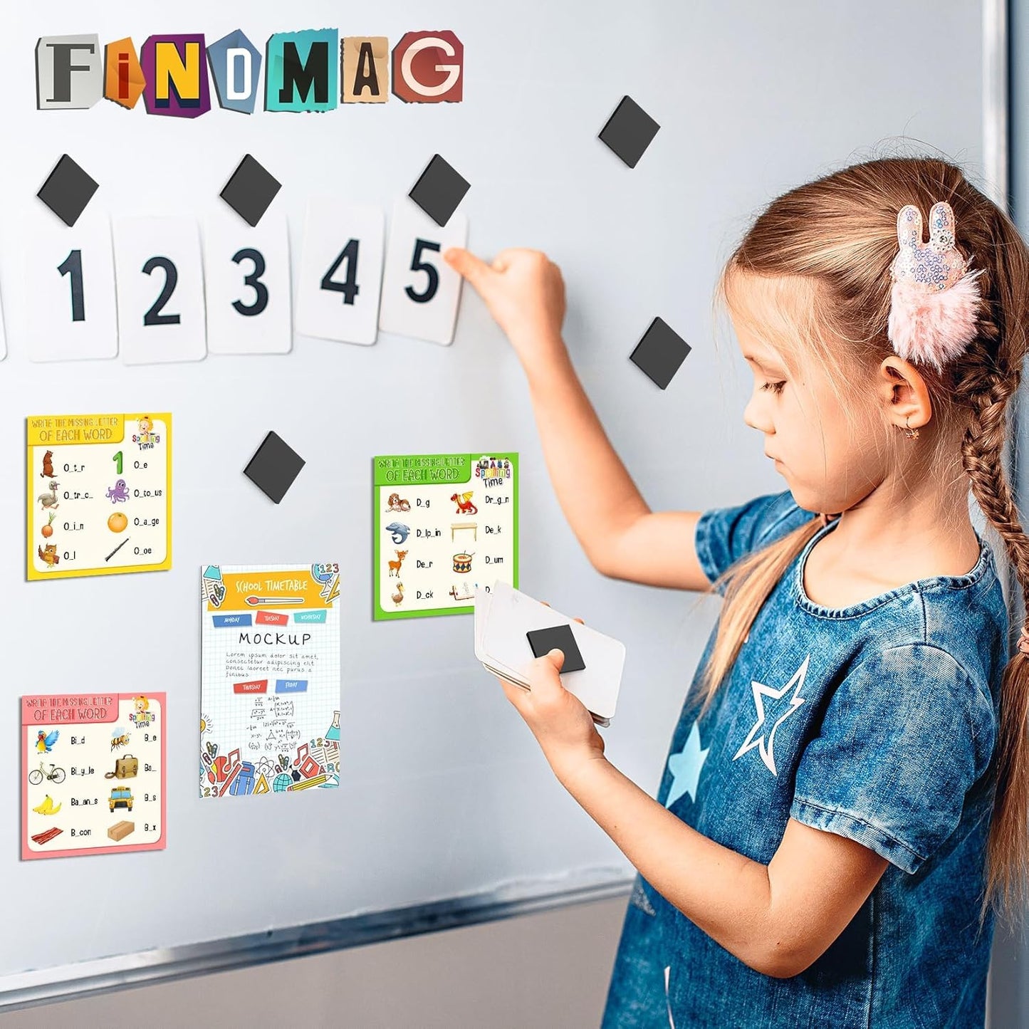 FINDMAG 240pcs Square Magnet Stickers with Adhesive Back, Flexible Self Adhesive Magnets for Crafts, Ideal for Arts, DIY, Office, School, Home, and Wall Hanging