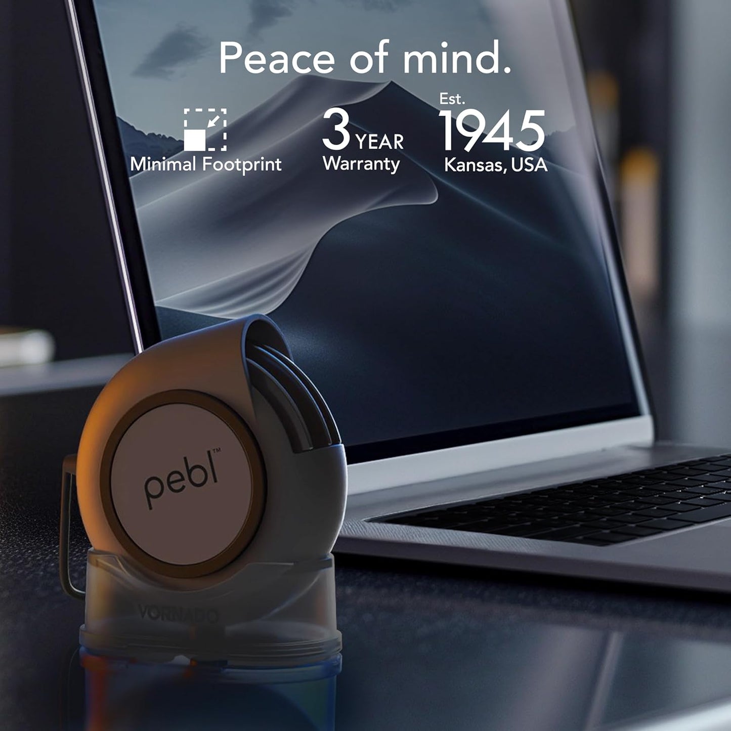 Vornado PEBL Portable USB Desk Fan with Magnetic Base, 2 Speed Settings, Adjustable Airflow, Personal Cooling Device, Mini Travel Fan for Home, Office and Travel