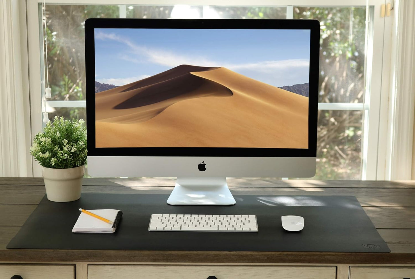 Vine Creations Leather Desk Mat Large 44" x 22", Desk Protector Mat, PU Leather Desk Pad, Large Mouse Pad, Desk Blotter, Desk Pads on Top of Desks, Desk Matt for Desktop, Office Desk Mat (Black)