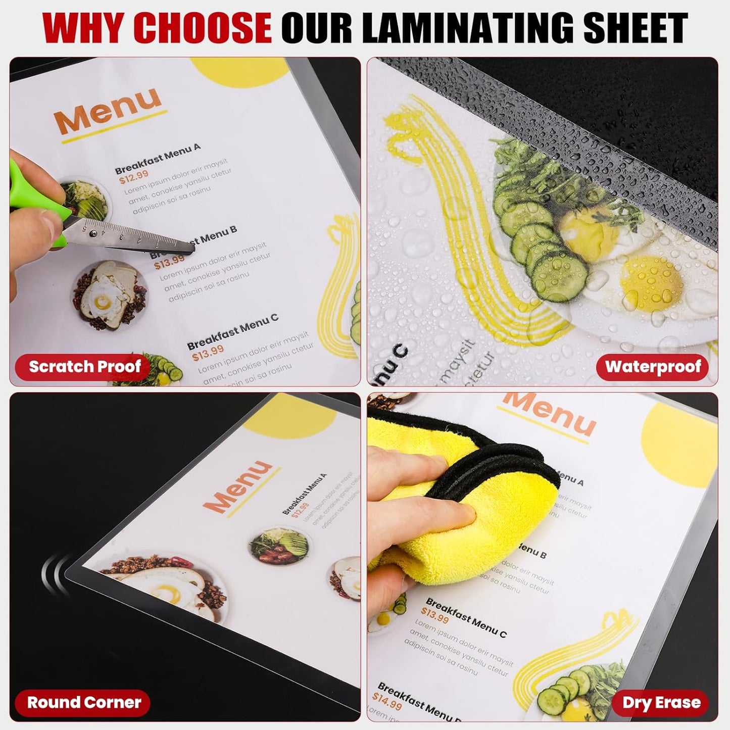 CAREGY Thermal Laminating Pouches,150 Pack Laminating Sheets, 5 Mil, 9 x 11.5 Inches Lamination Sheet Paper for Laminator, Round Corner Letter Size, Office and School Supplies