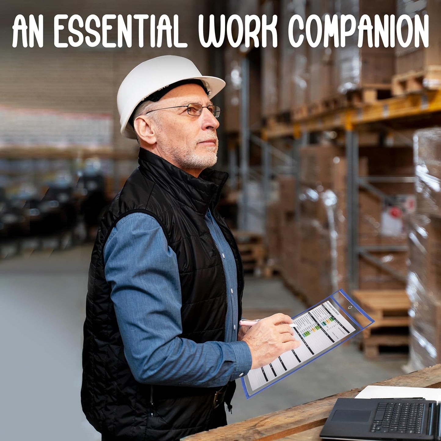 Essex Wares - 5 Pack, Assorted, Job Ticket Holders, 10" Wide x 13.5" Tall - Clear Plastic Shop Ticket Holders - Easy to Use, Reusable & Easy Erase Plastic Invoice Holders, Water-Resistant & Durable