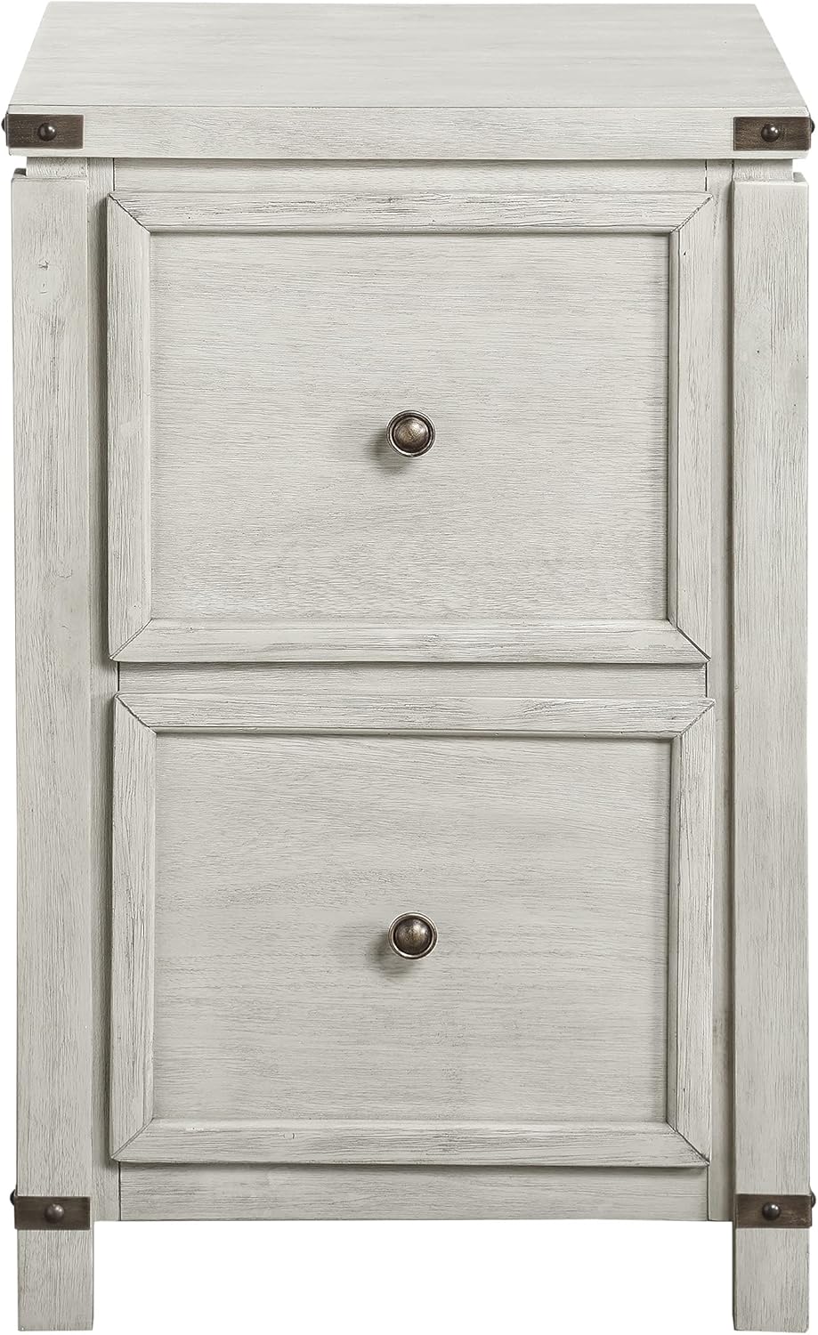 OSP Home Furnishings Designs Baton Rouge 2 Drawer File Cabinet with Rustic Design and Metal Accents, Champagne Oak