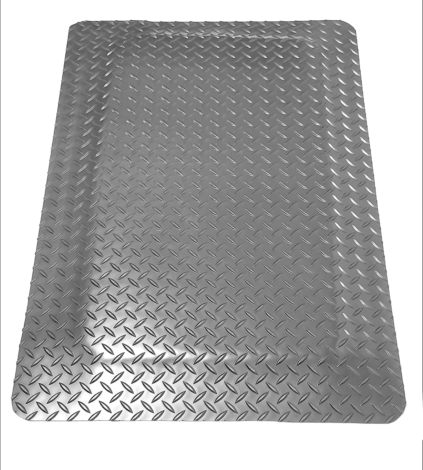 American Classic Diamond Plate Anti-Fatigue Gray Mat, Industrial Ergonomic Comfort Standing Mat for Work, Home, Garage, Office, 9/16" Thick, Free 16” x 18” x 0.75” Knee Pad, Made in USA (4'x6')