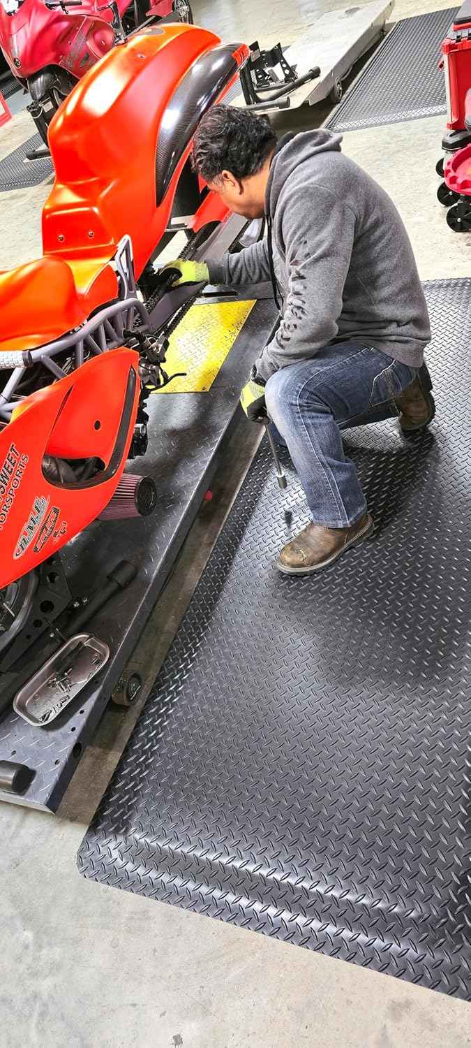 Rhino Mats, American Classic Diamond Anti-Fatigue Mats, Industrial Ergonomic Comfort Standing Mat for Work, Home, Garage, Office, Kitchen or Anywhere (Black 9/16" Thick, 2 FT. x 15 FT.)