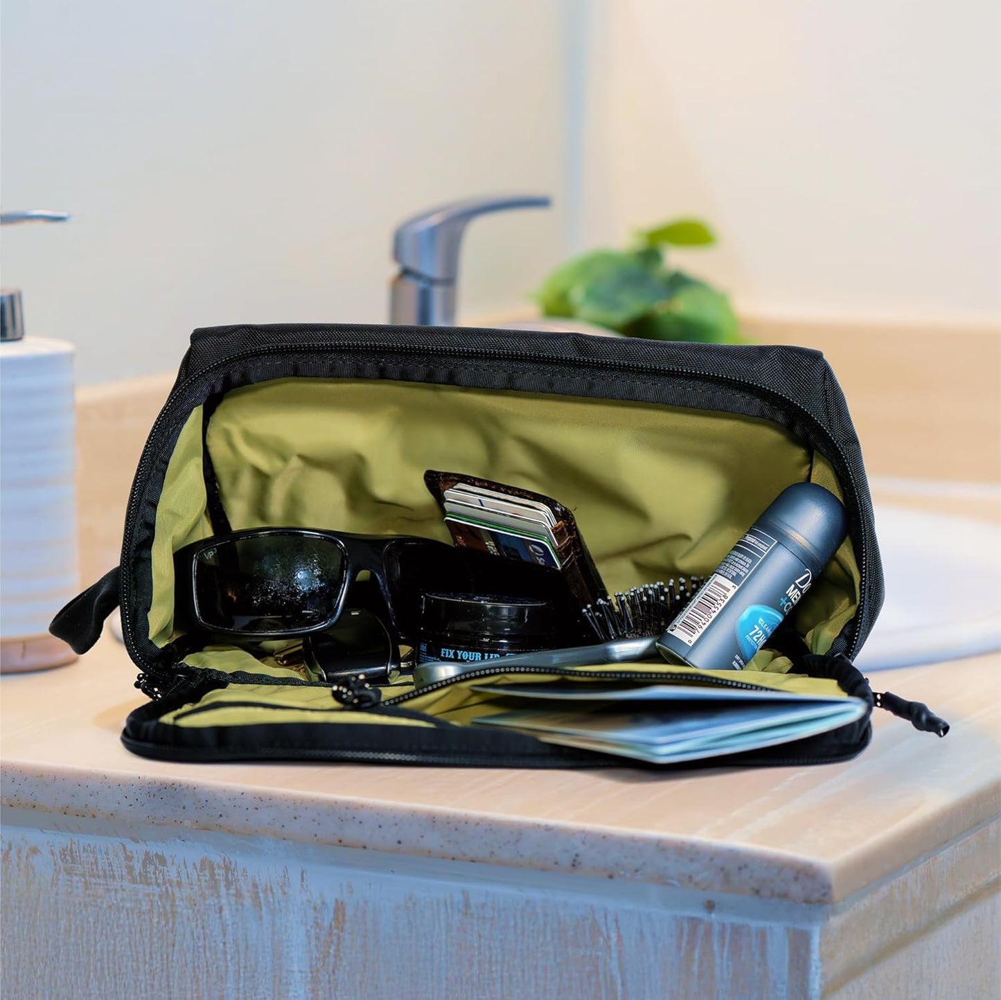Blue Tees Golf TIPS Travel Kit Compact & Durable Dopp Kit for Toiletries, Electronics & Accessories, Waterproof Interior, Multiple Pockets, and Triangular Design, Ideal for Travel & Everyday Use