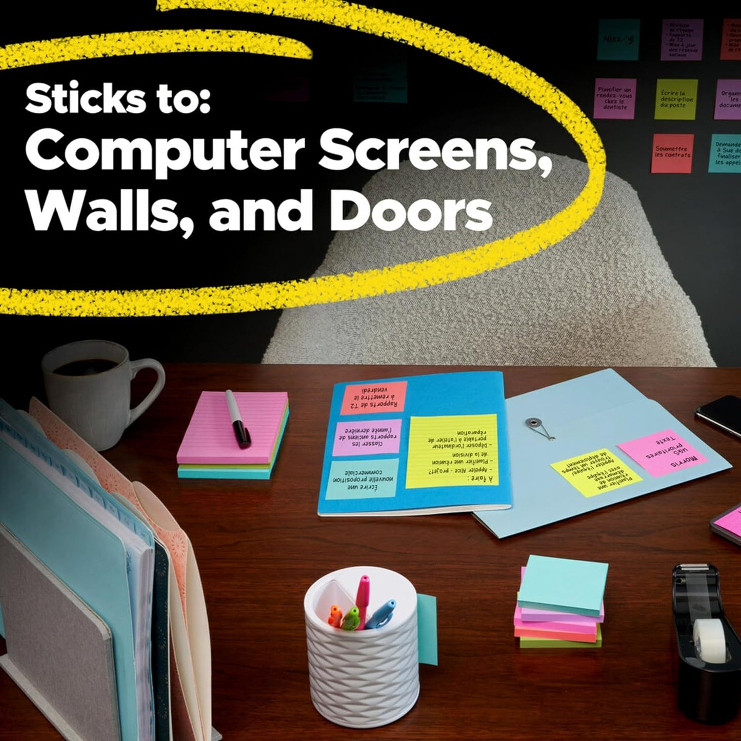 Post-it Super Sticky Notes, 3x3 in, 18 Pads, 2X The Sticking Power, Energy Boost Collection, Bright Colors, Recyclable (R330-18SSAUCP)